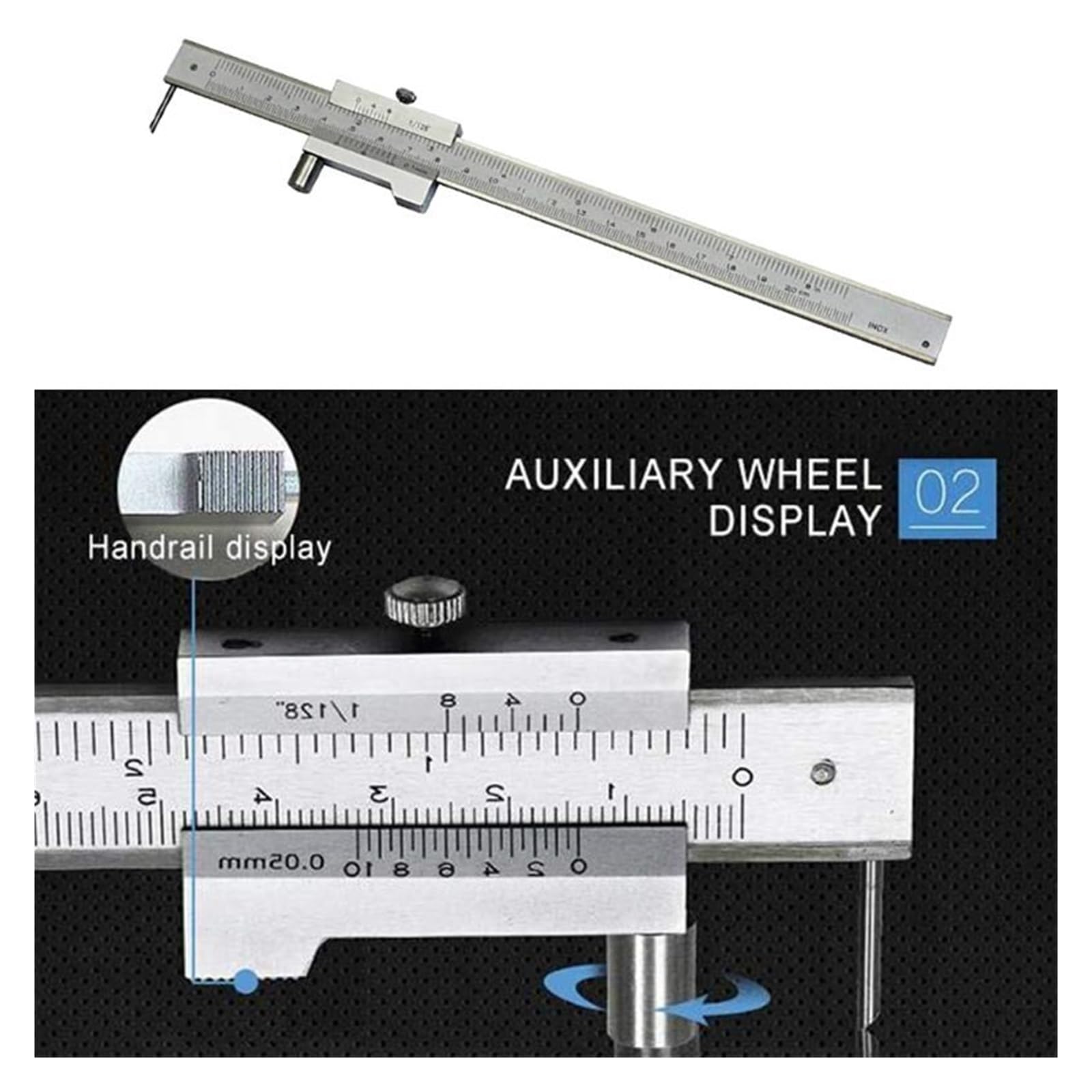 Herramienta de medición de calibrador Calibrador a Vernier de Marcado de 0-200 mm con Aguja de trazador de carburo Regla de medición de Marcado Paralelo Herramienta de Instrumento de medición
