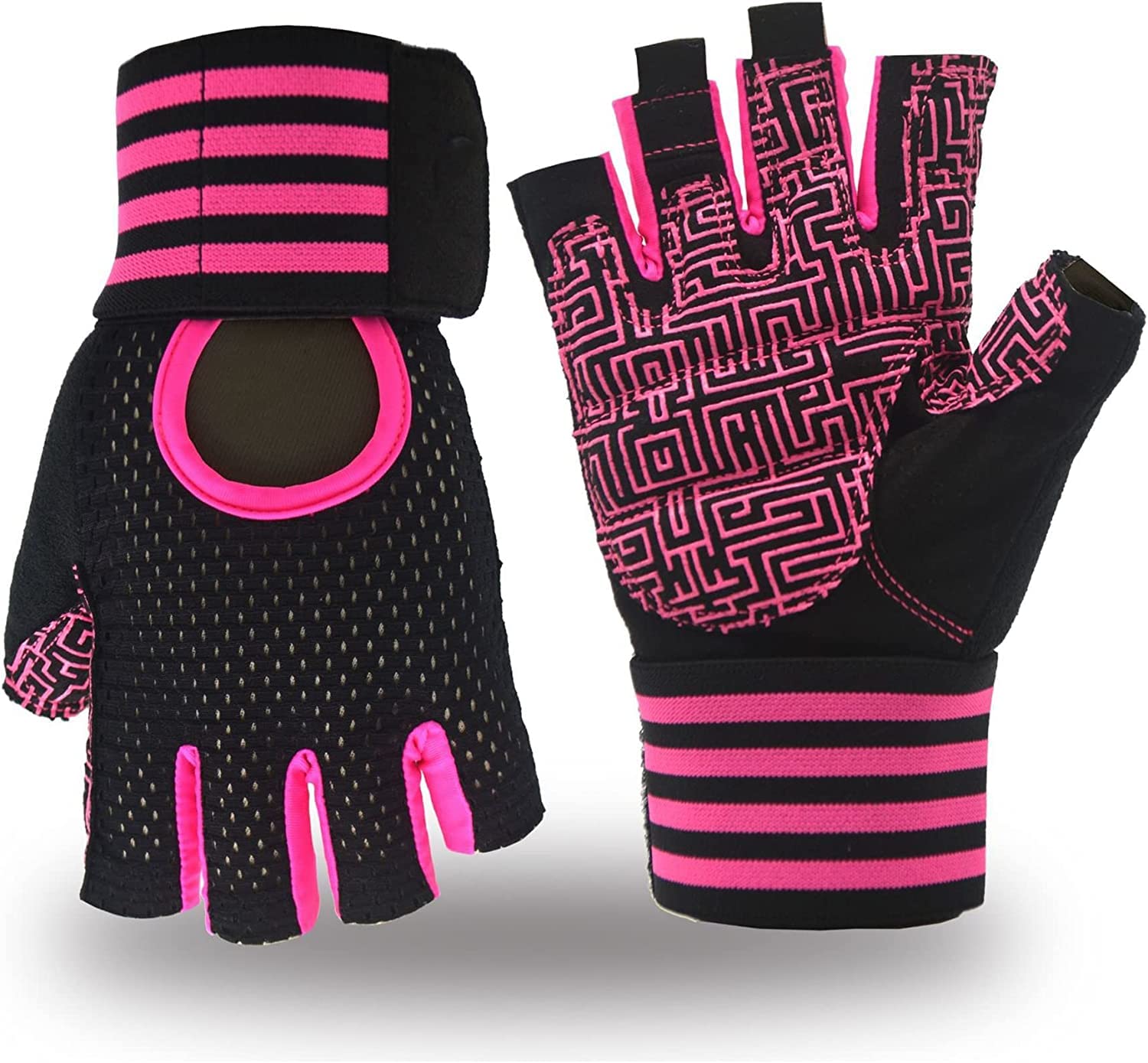 Guantes de Gimnasio con protección Completa de la Palma, Guantes de Entrenamiento físico, Guantes Antideslizantes para Levantamiento de Pesas, Guantes multideportivos (Negro Naranja XL)