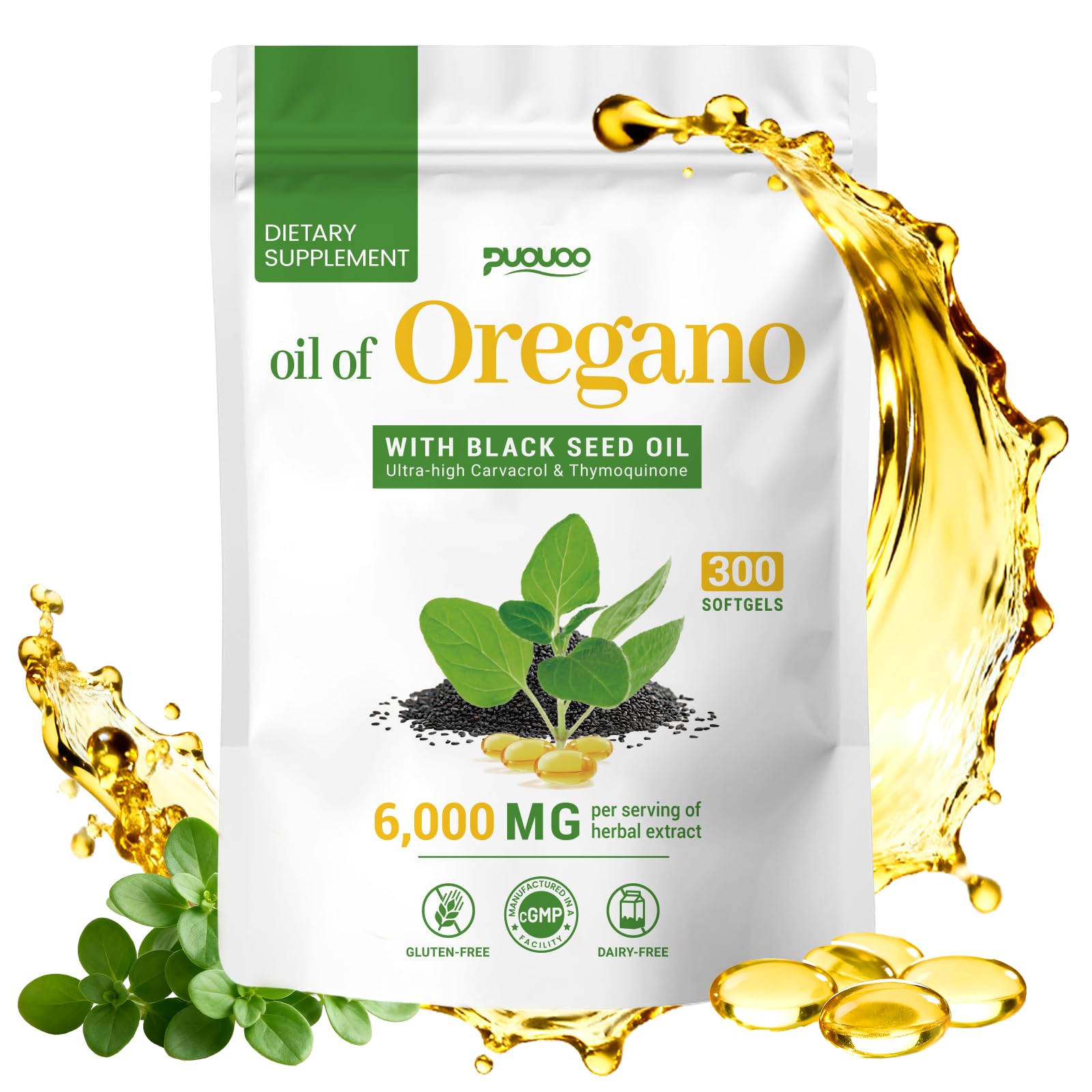 2 in 1 Oil of Oregano Capsules-Oregano Oil with Black Seed Oil,300 Capsules