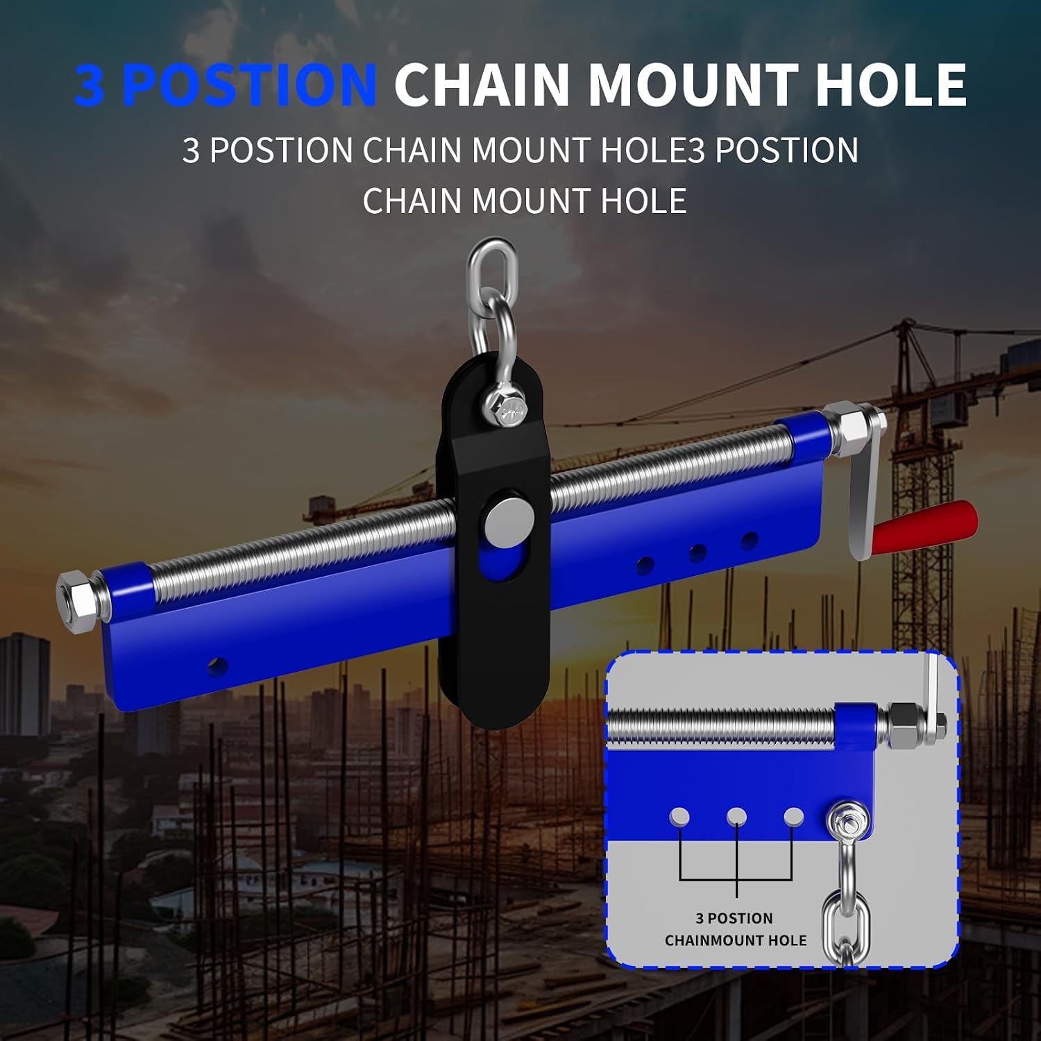 GarveeTech Engine Load Leveler,Engine Hoist Leveler with Ball Bearing,2 Chains and Adjustable Handle,Engine Hoist Shop Crane Accessory for Up to 1500lbs Blue