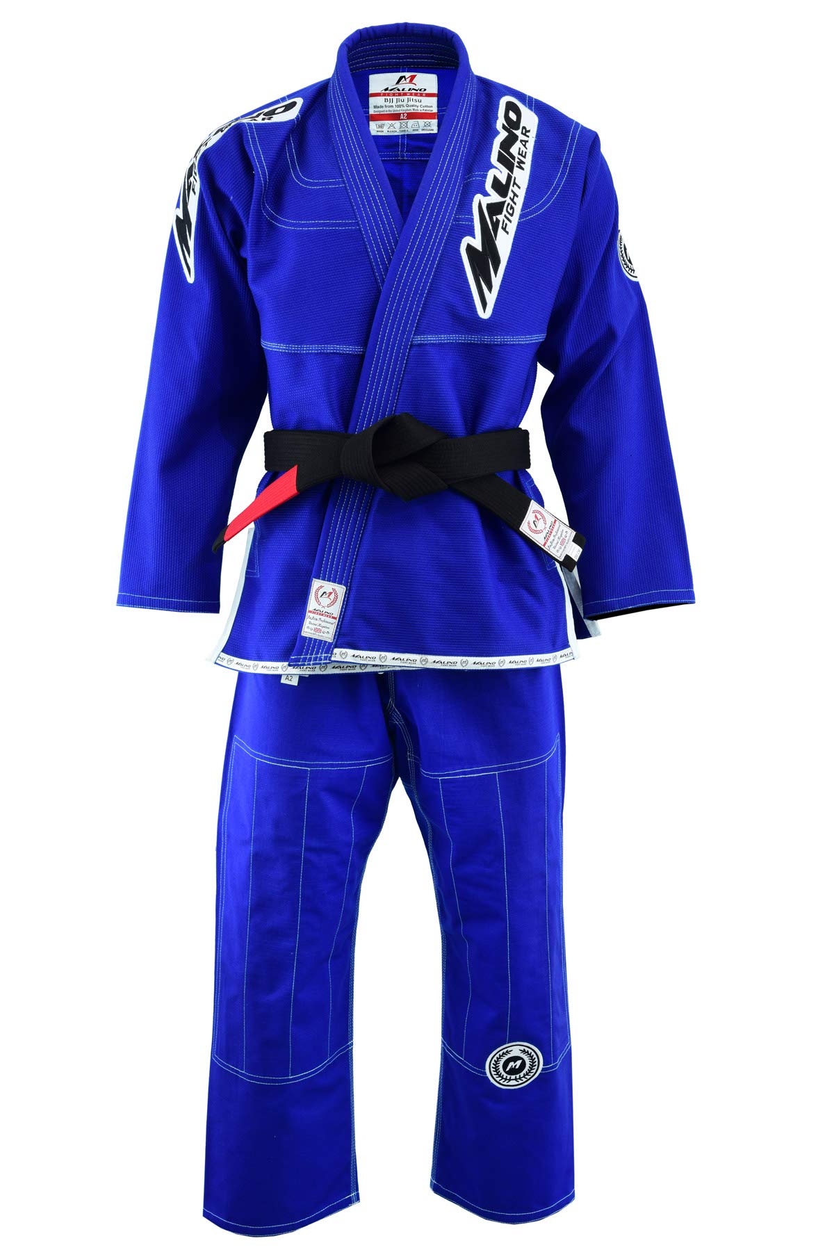 Malino Traje de Jiu Jitsu Gi brasileño parche tejido perla 450Gsm Azul Tamaño A2