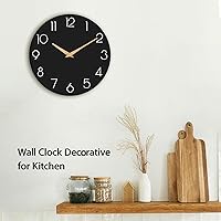 Vista 3 de Wall Clock, 10 Inch Wooden Silent Non-Ticking, Decorative Battery Operated Wall Clocks for Bedroom, Kitchen, Home, Living Room, Office, School