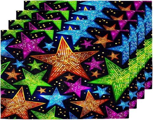 Colorful Art Design Placemats Set of 4 Table Mats Washable Placemat Waterproof Place Mats for Party Home Dining Table Decor 18x12 in