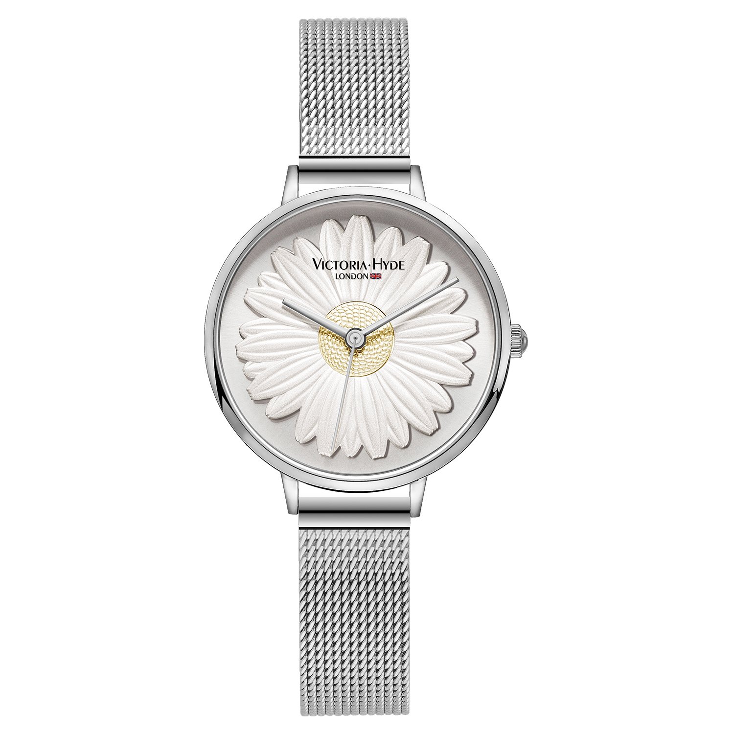 VICTORIA HYDE Orologi da Donna Quarzo Analogico 3D margherita Pelle/Acciaio Inossidabile Strap