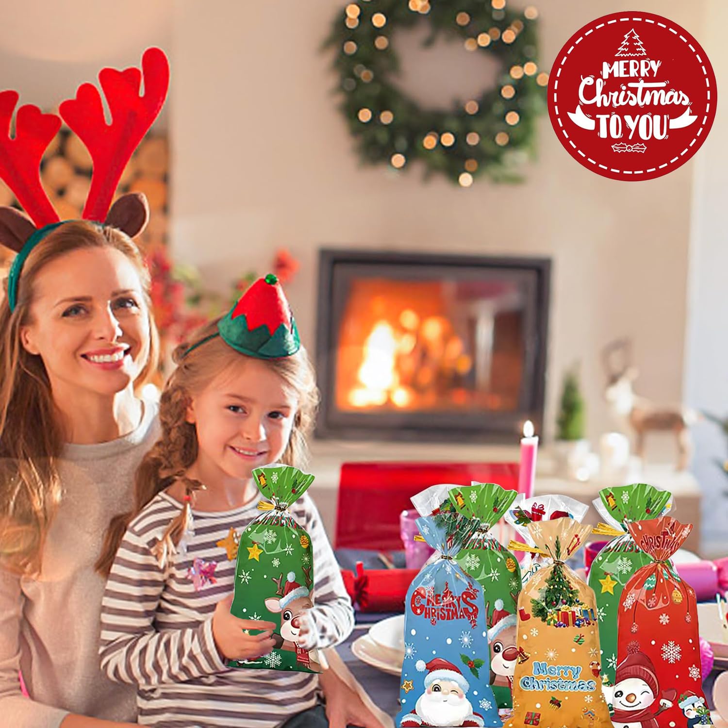 Sacs à Bonbons Noël, Sacs à Biscuits, Sacs De Cellophane Noël, Sachets