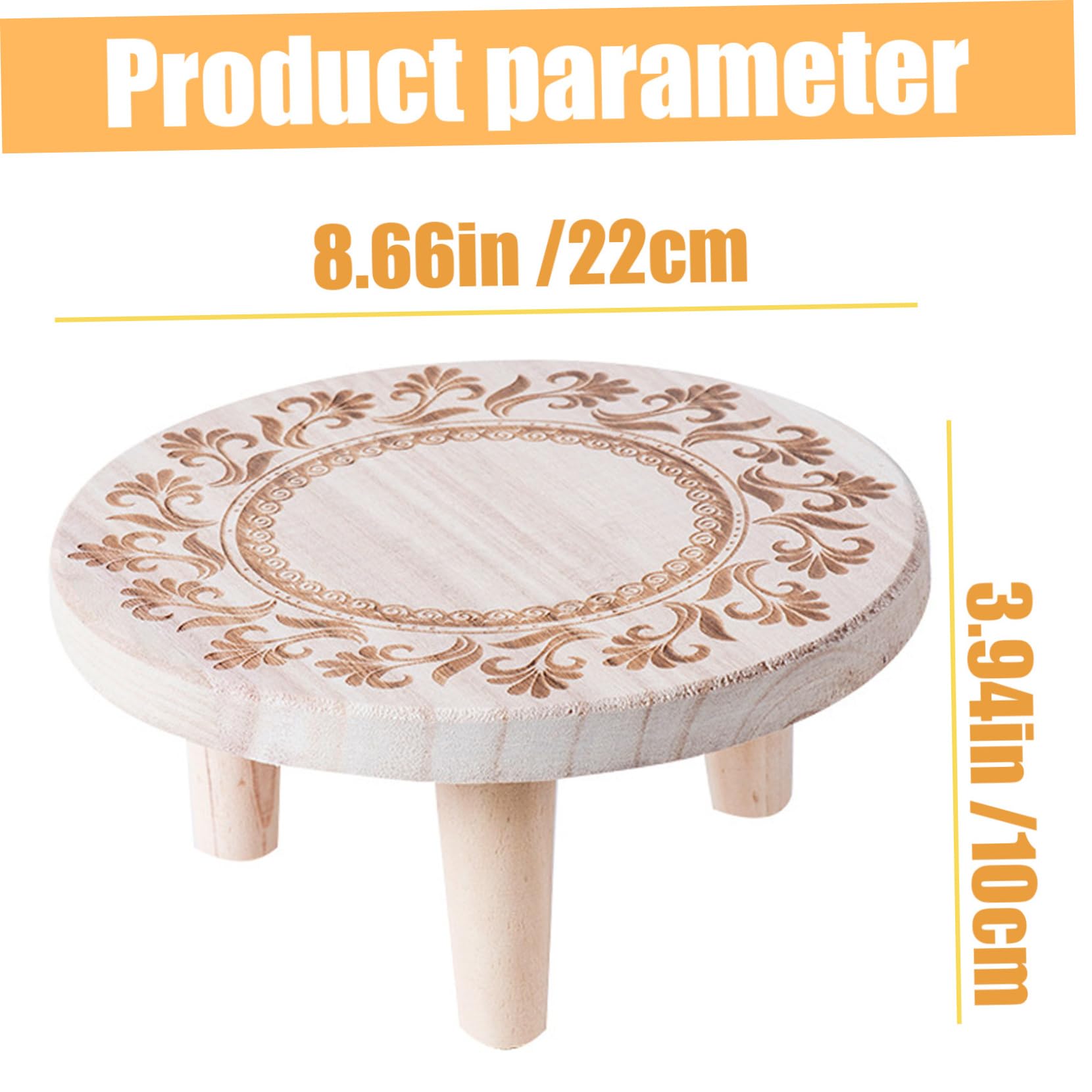 Holzstimmer, Pflanzenhocker, 8,7 x 3,9 runder Pflanzensteiger, Blumenmuster Holzpflanzständer, dekorativer kleiner Holzhocker für Bürohaus Terrasse Garten M, Pflanzensteiger