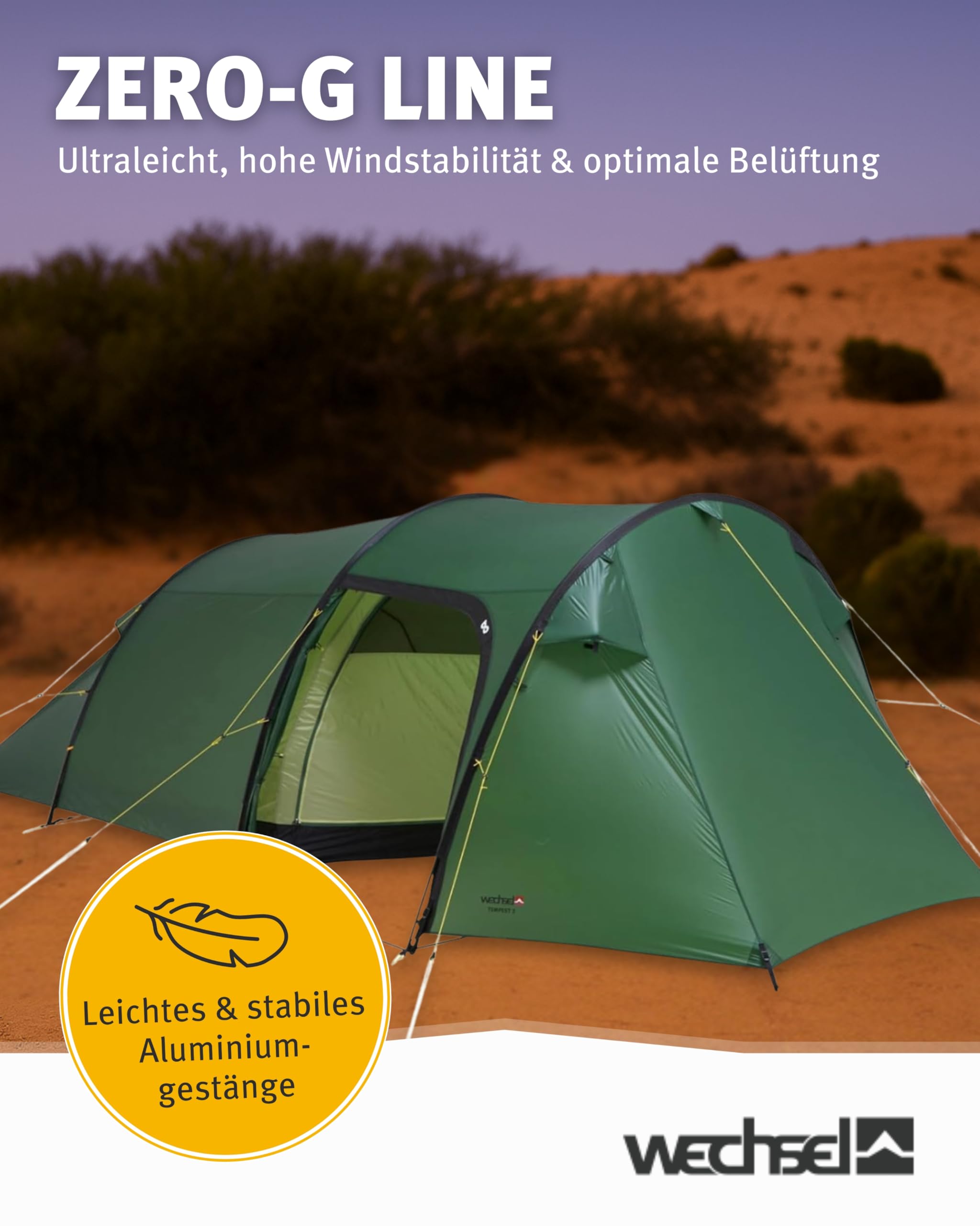 Wechsel Tempest 3 I Zero-G Tunnelzelt für 3 Personen I schnell aufbaubares Leichtgewichtszelt I kompakt & transportabel I ideales Outdoor-Zelt für Camping, Wandern & Radreisen