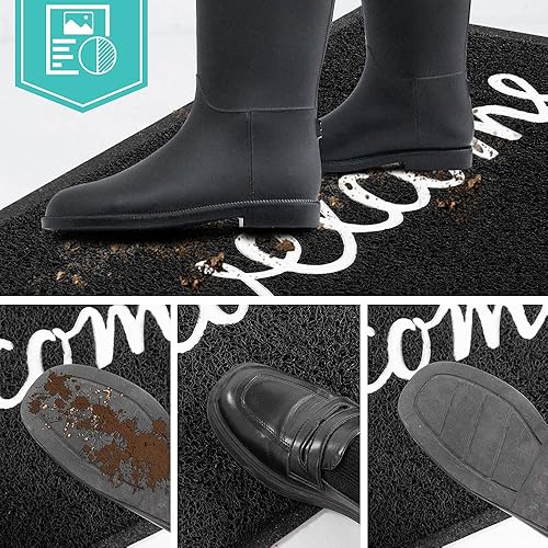 Miniatura 6 de Asrug Welcome - Felpudo de entrada para interiores y exteriores duradero de 177 x 295 pulgadas con respaldo de goma antideslizante para entrada de