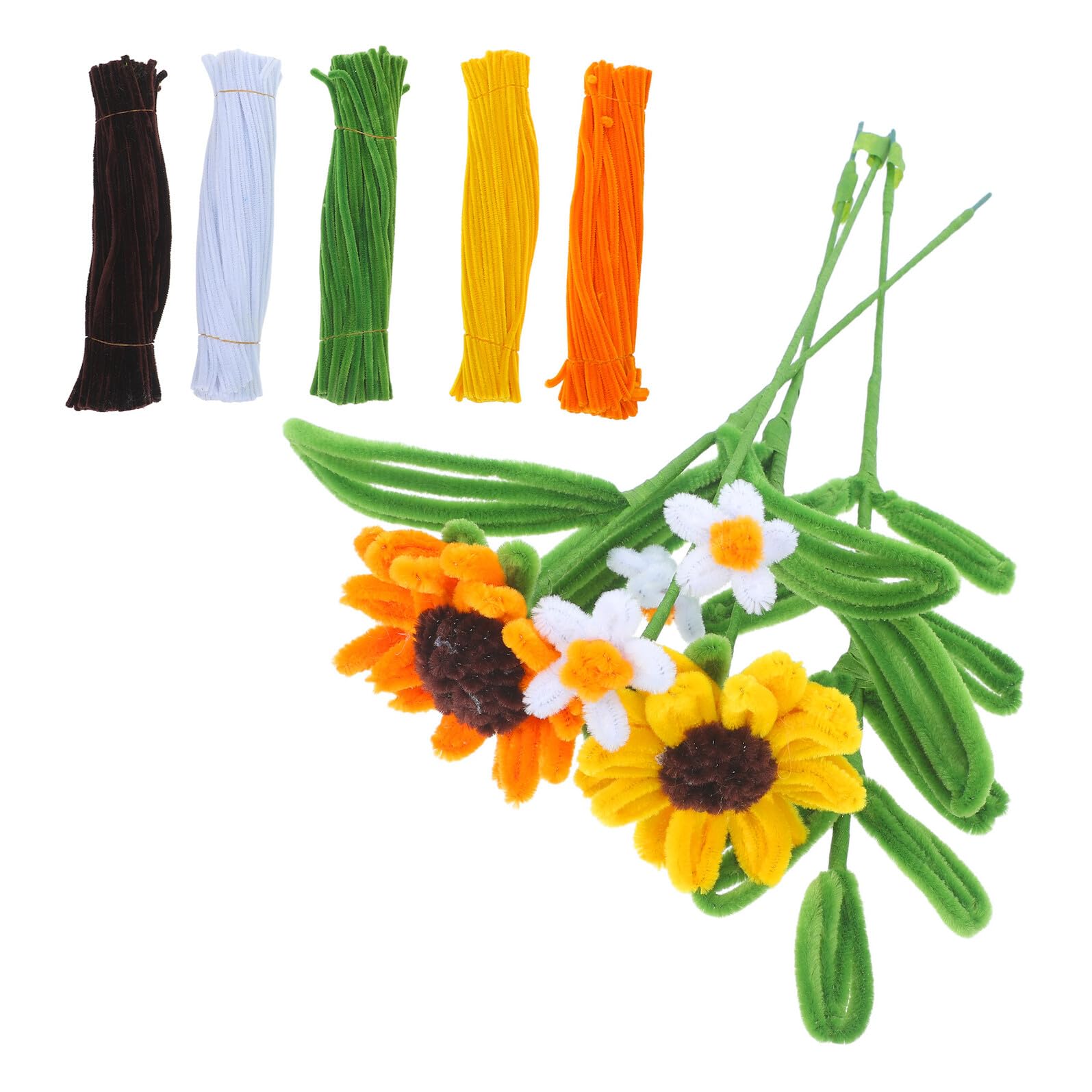 NUOBESTY Scovolini Floreali Girasole Giallo 1 Box, Set Artigianale | Steli di Ciniglia Pieghevoli, per Lezioni Creative e Viaggio, per Ragazzo Ragazza e Adulti