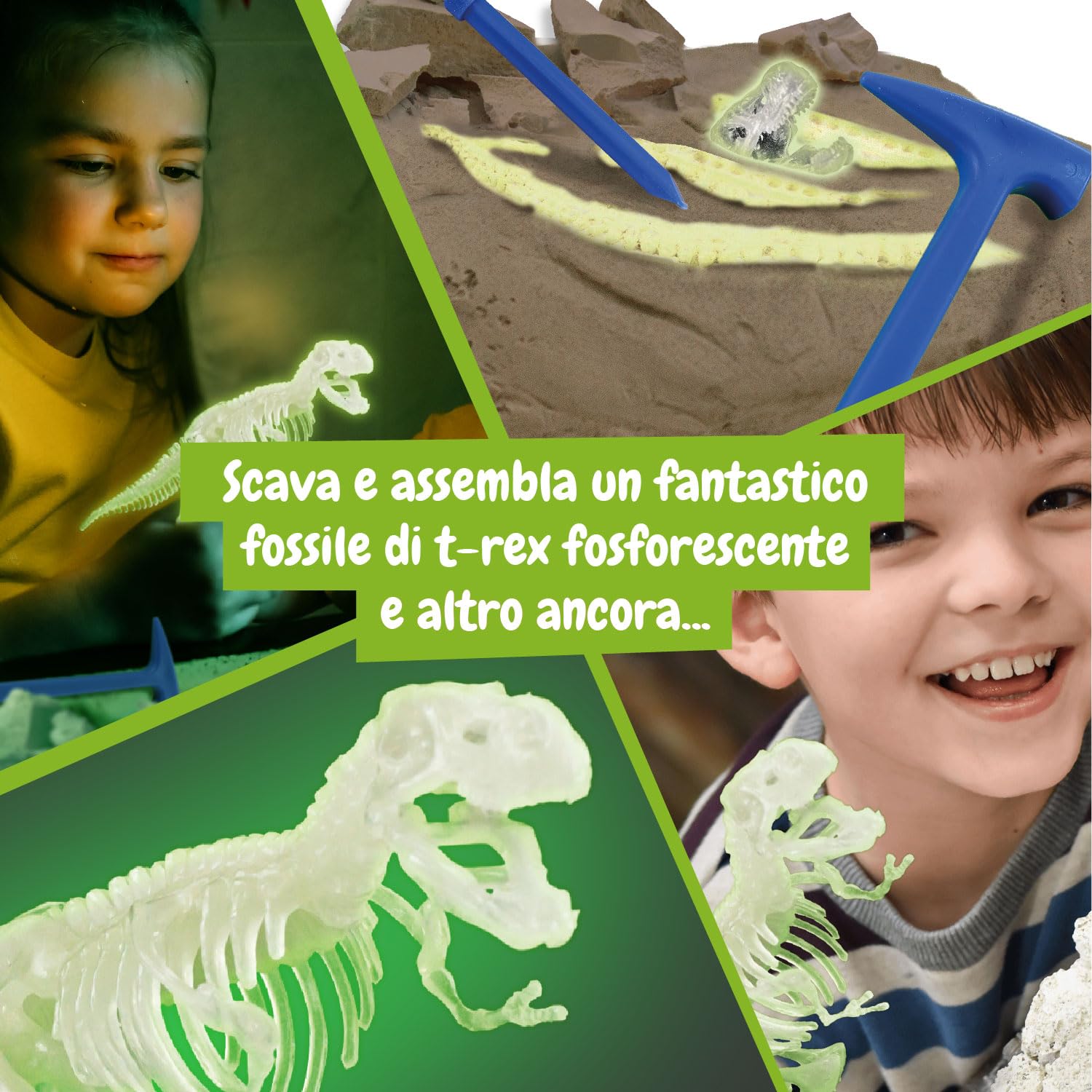 Science4you Kit Dinosauri T-Rex - Fossili da Scavare Che Si Illumina al Buio, Gioco di Dinosauro per Bambini +6, Dinosauro Giocattolo da Construire, Giochi, Regalo per Bambino y Bambina 6+ Anni