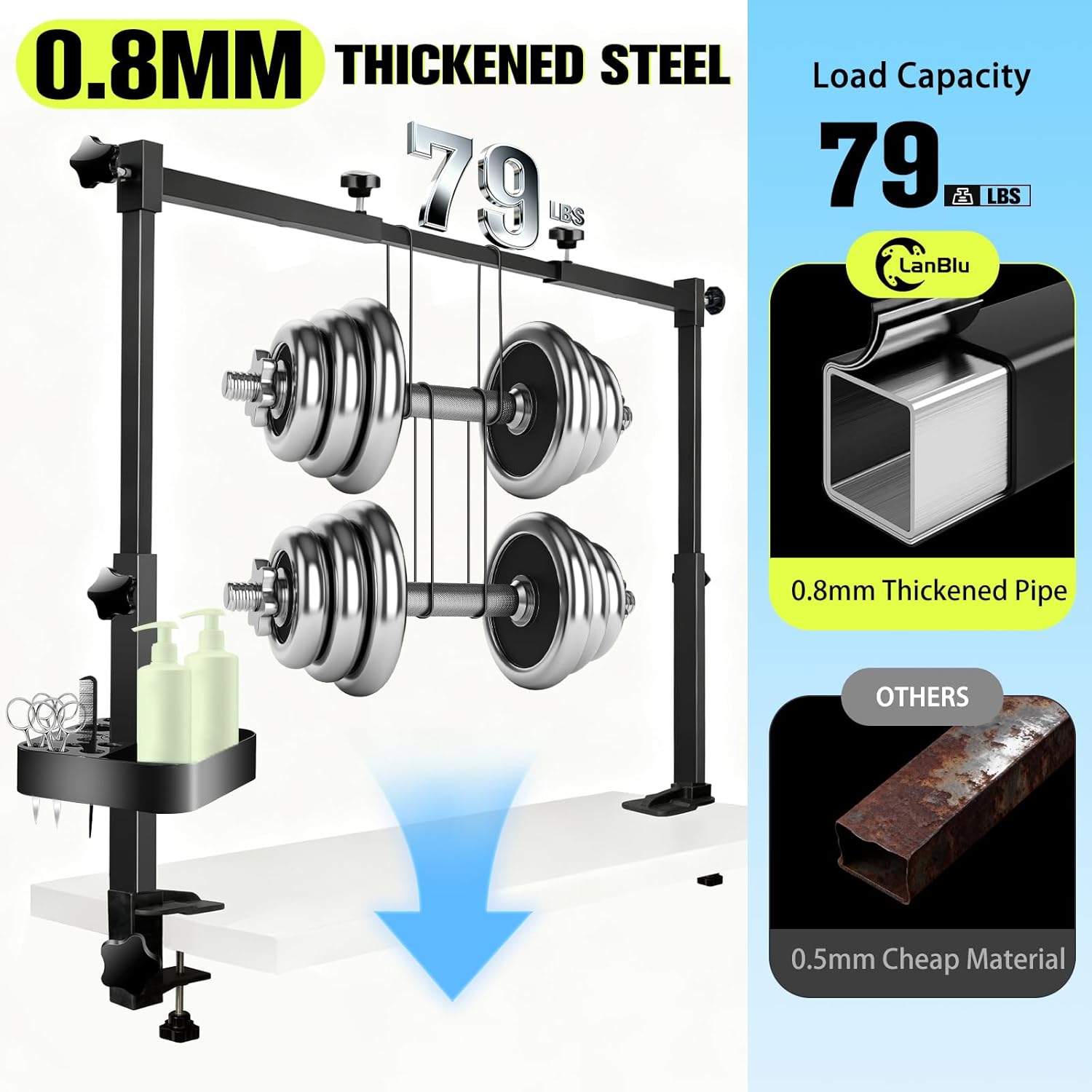 Adjustable Dog Grooming Arm for Table,Dog Grooming Arm with Clamp,32-47 Width&35 Height,Dog Grooming Table for Small Dog,Dog Grooming Station for Home Use Nail Trimming&Drying(Hammock Included)