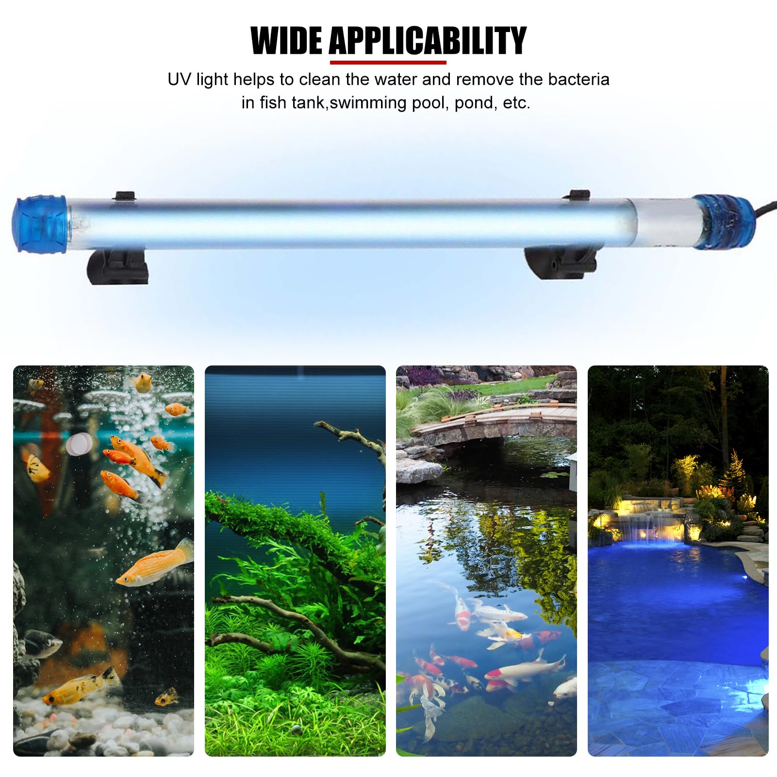Lampada Che Uccide i batteri delle alghe a Luce UV, Luce disinfettante UVC Portatile, Acquario sommergibile (Spina Europea)(11W)
