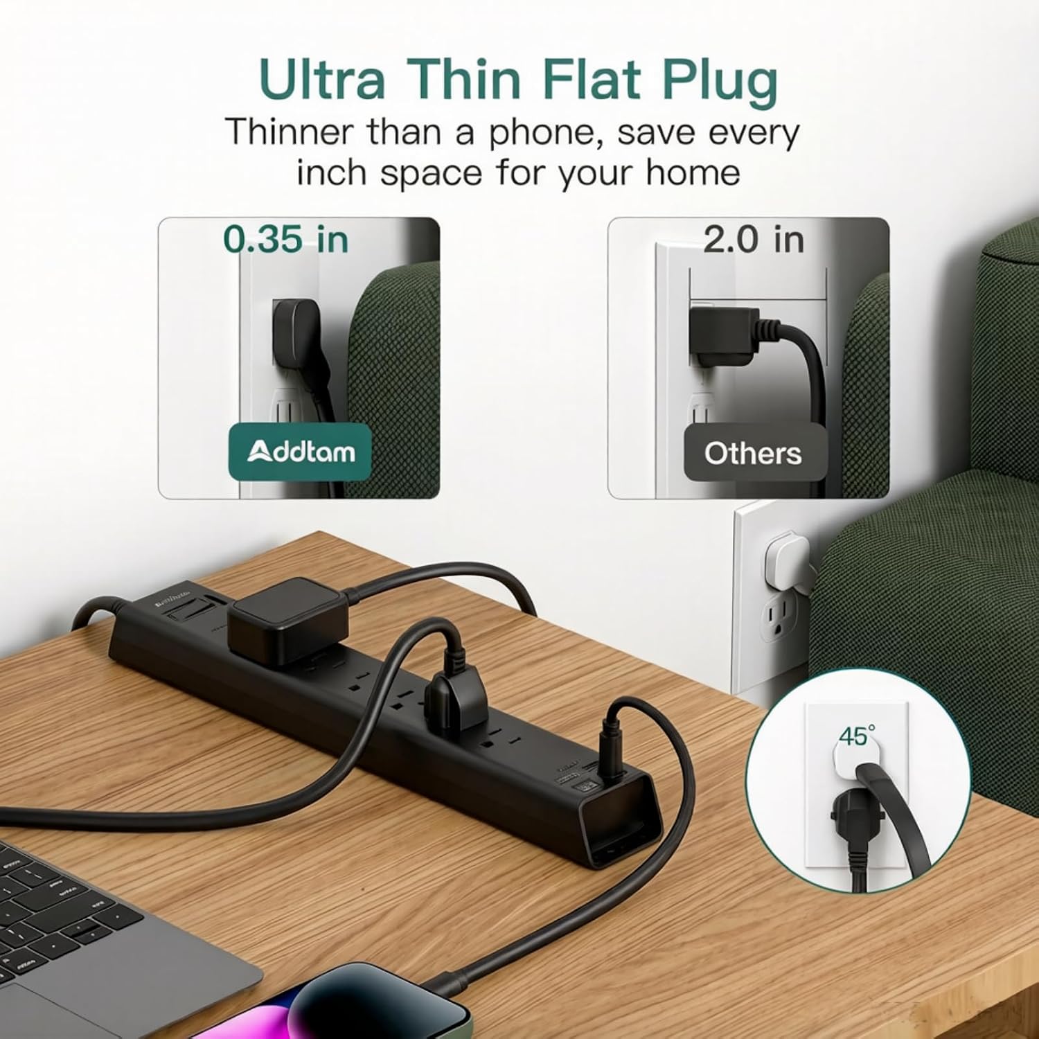 Power Strip Surge Protector with 6 AC Outlets 4 USB Ports (2 USB-C) image 4