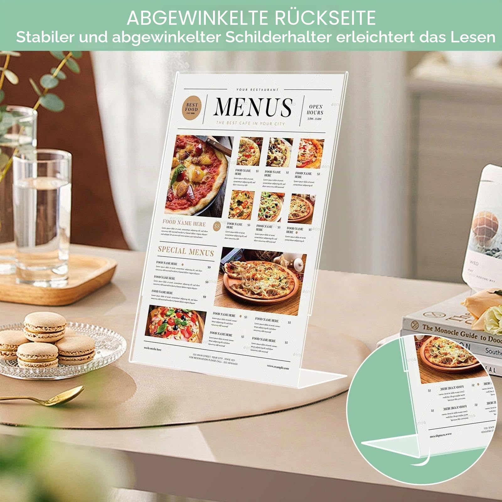 6 Stück L Form Aufsteller, Tischaufsteller A4, L-Form Ständer, Flyer Display, Bilderrahmen, Transparenter Acryl Schilderhalter, Tischschildhalter, für Empfang,Büro,Geschäft,Restaurant,Hotel
