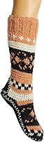 Vista 1 de Tibetan Socks Hand Knit Wool Fleece Lined Long Slipper Socks with Non Slip Soles