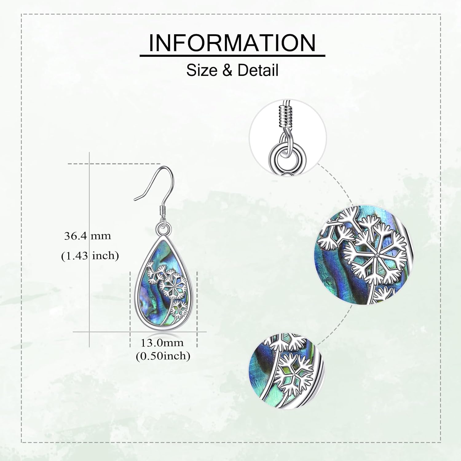 YAFEINI Dandelion Earrings 925 Sterling Silver Abalone Shell Dandelion Teardrop Earrings Jewelry Gifts for Women - Image 3