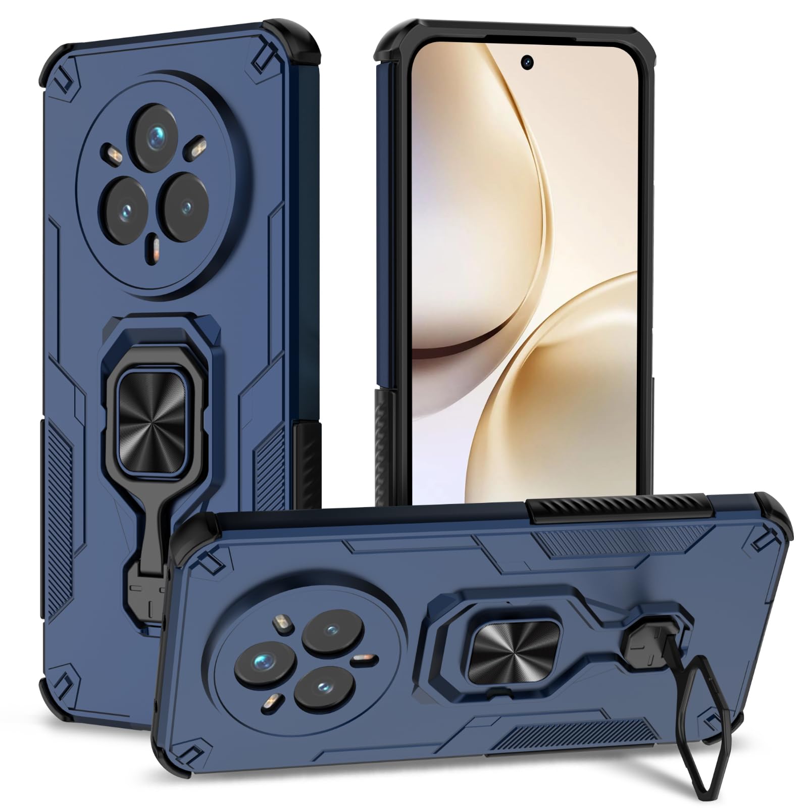 Funda para Samsung Galaxy A13 4G con Cristal Templado Protector Pantalla, Carcasa Antigolpes con Soporte anular metálico, Case Protectora de Grado Militar, Negro — view 66