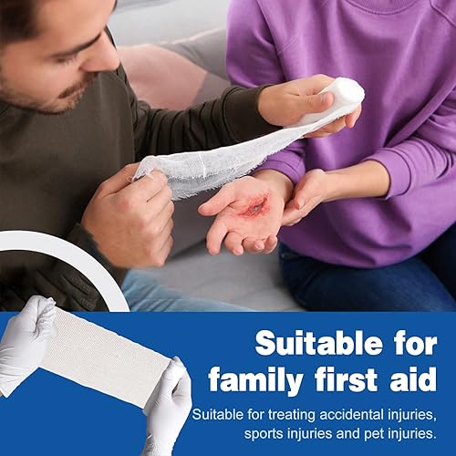 Miniatura 6 de AZEN Paquete de 12 rollos de gasa, 4 pulgadas x 4.1 yardas, suministros médicos de primera calidad y suministros de primeros auxilios, vendaje para