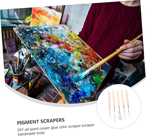 Miniatura 5 de Raspadores de pintura de acero inoxidable, juego de 5 piezas, espátulas para pintura directa sobre lienzo