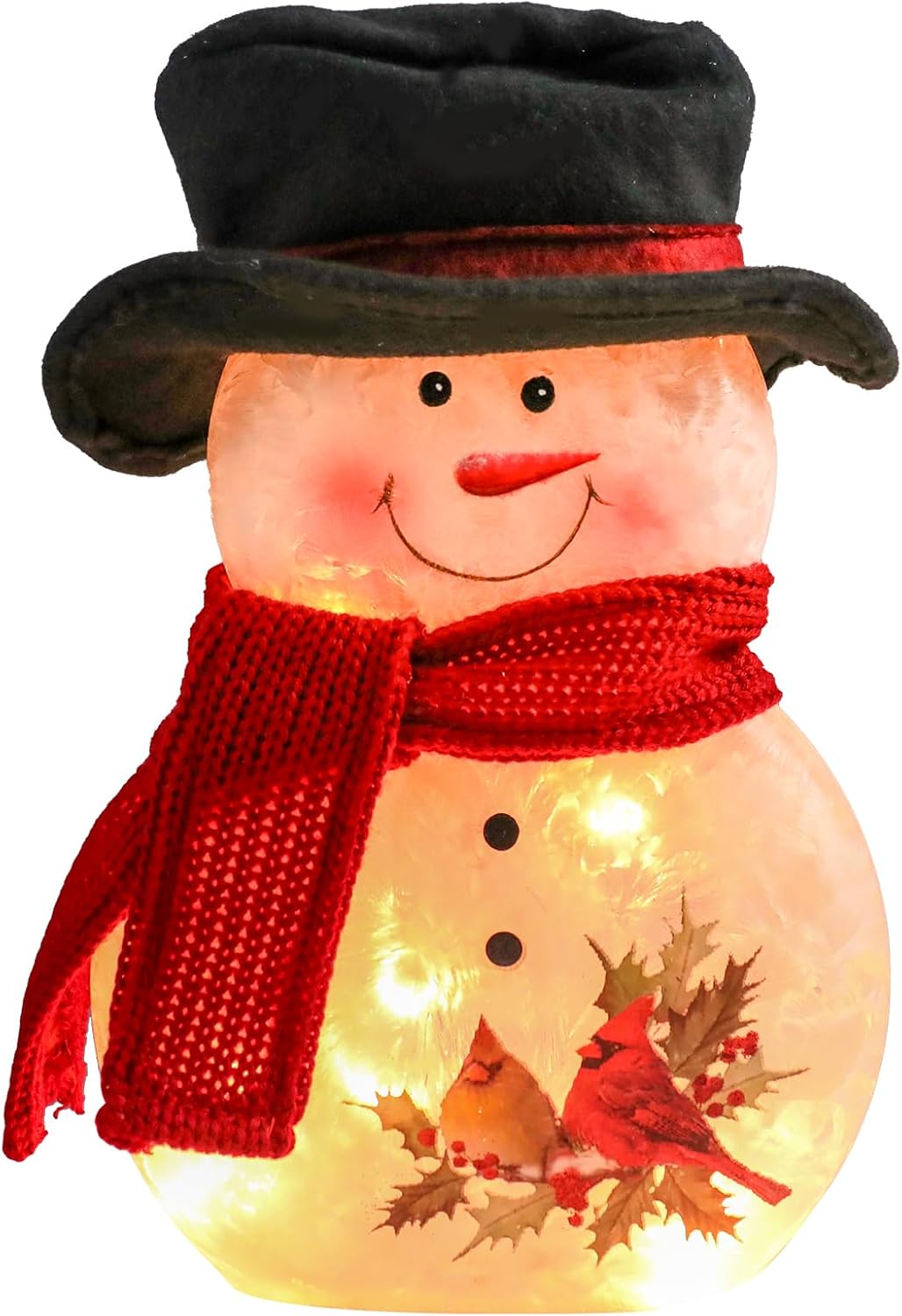 Yinns Lighted Christmas Snowman Lamp, Glass LED Light up Snowman Decor with Hand Painted, Christmas Decorations Night Light with Hat and Scarf, Xmas Holidays Home Decor