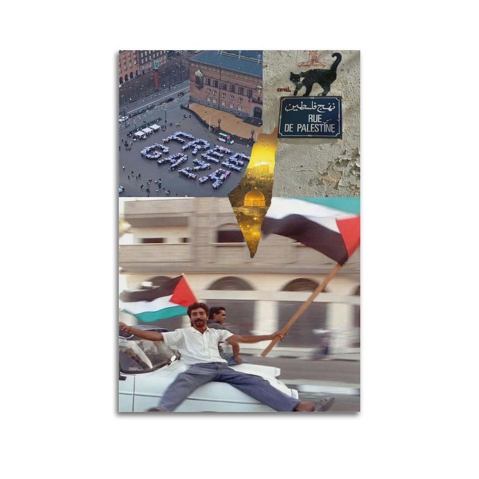 XKUGA Palestinian Flag Anti War Freedom Gaza World Peace Poster Modern Decorative Canvas Prints - Ideal Wall Art for Family, Man Cave, Game Room, Boys & Girls Bedroom 16x24inch(40x60cm)