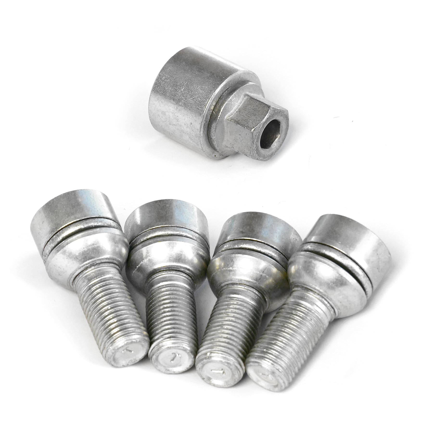 Skoda 000071597E Felgenschloß Radsicherung Radschrauben Sicherheitsradschrauben Radsicherungsschrauben M14x1.5x35.5 diebstahlhemmend *** Codierung zufällig! ***