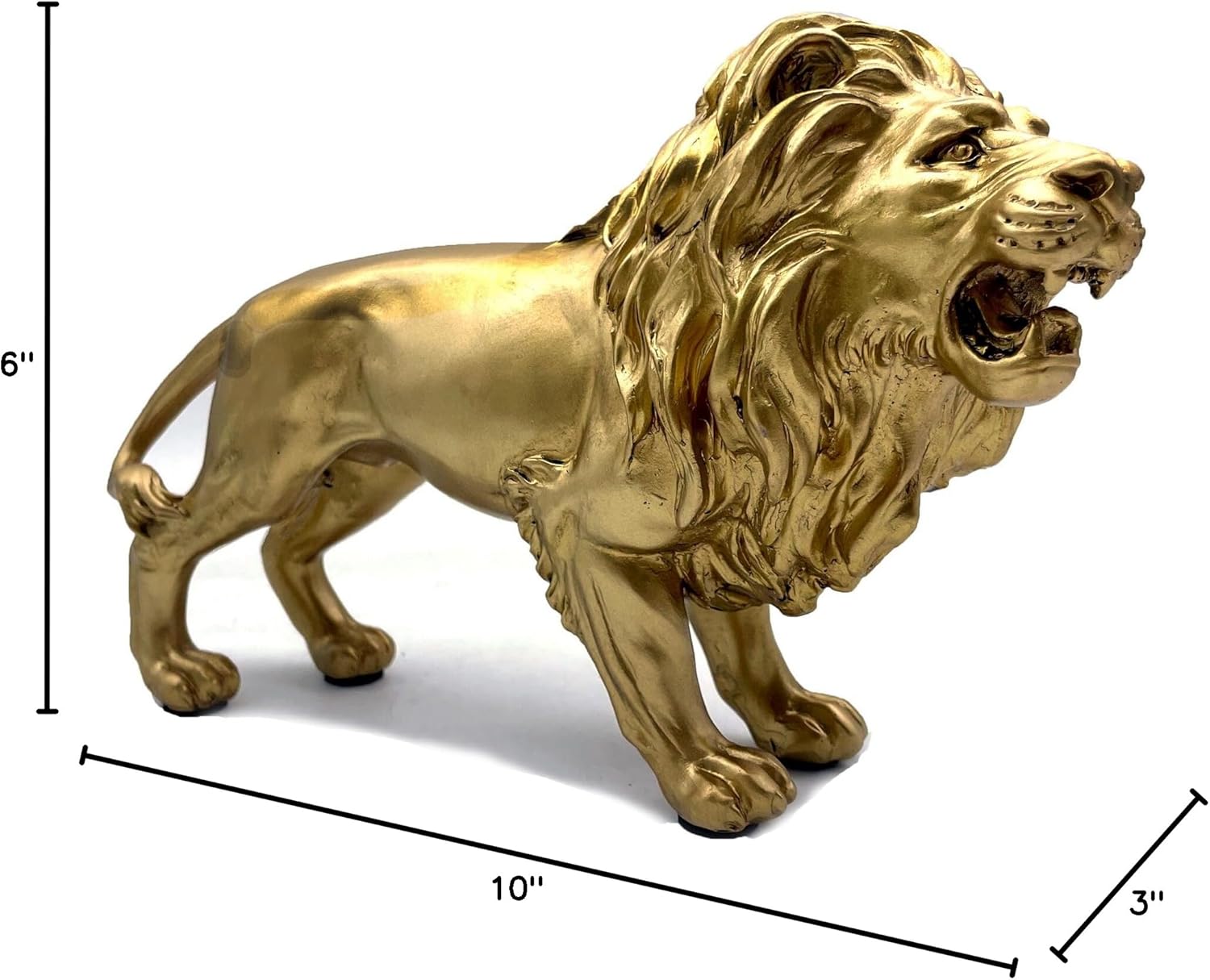 10 Inch Lion Statue Figurine Sculpture Resin Collectible Gifts for Lion Lover Office Home Decor Desk Accessories Decoration Garden Figurines Outdoor Decor Gold - Image 7