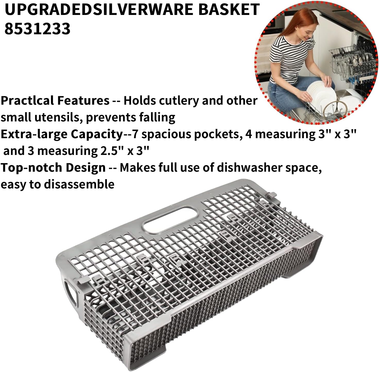 UPGRADED Universal Dishwasher Silverware Basket Replacement for Whirlpool Dishwasher Utensil Basket (UPGRADED)