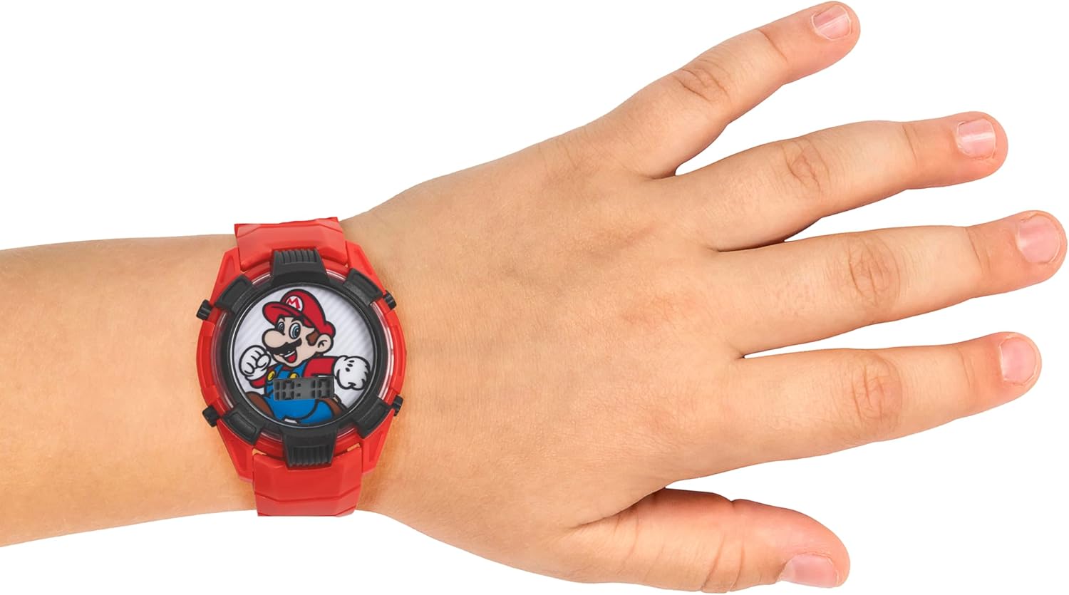 Super Mario Kids Red Digital Light-Up Watch with Colorful LCD Display, Iconic Mario Character Dial, Glossy Transparent Bezel, and Adjustable Strap – Fits Wrists 5.5" to 8" - Image 5