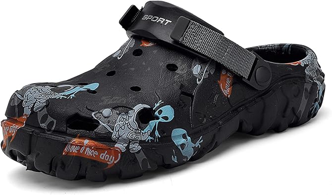 SECHRITE Mens Clogs Athletic Sports Outdoor Slip-on Mules with Cushion Beach Non Slip Home Sandals with Adjustable Back Strap - River Edge