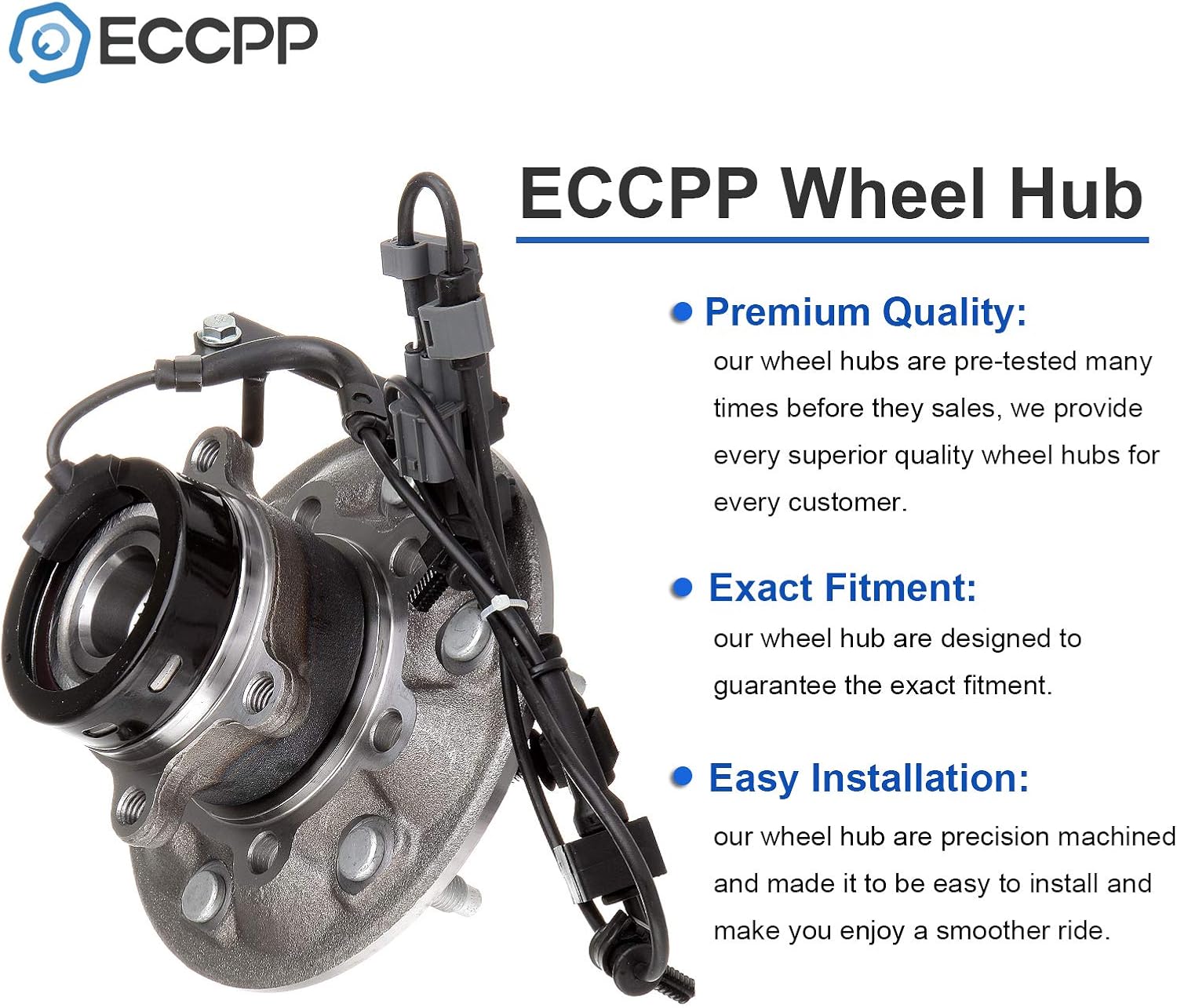 ECCPP Replacement for Wheel Bearing Hub 515110 Hub Bearing Assembly Hub Assemblies Front Axle 6 Lugs W/ABS Sensor for Chevrolet Colorado GMC Canyon Z71, Z85 Isuzu I-370