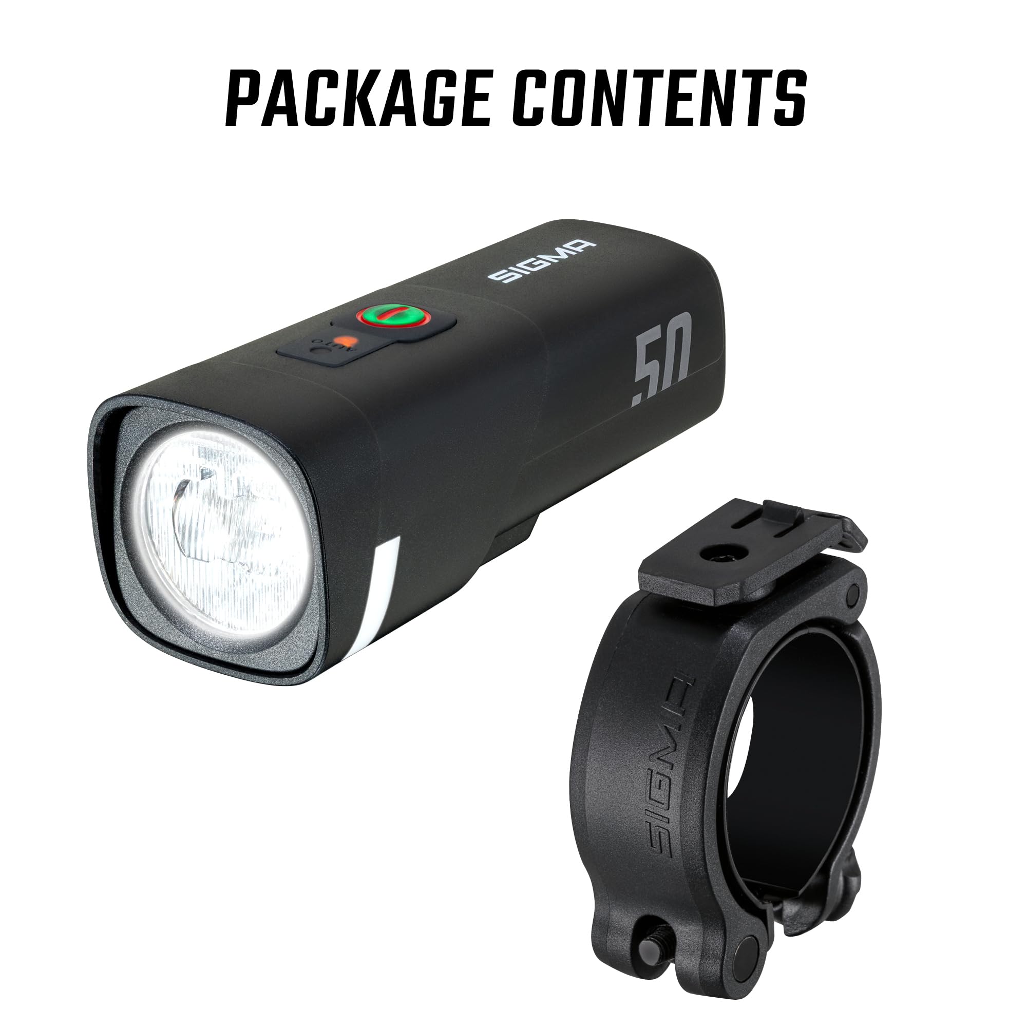 SIGMA Aura 50 | Éclairage LED pour vélo de 50 LUX | 2 modes d'éclairage et réglage automatique de la luminosité | batterie longue durée | USB-C