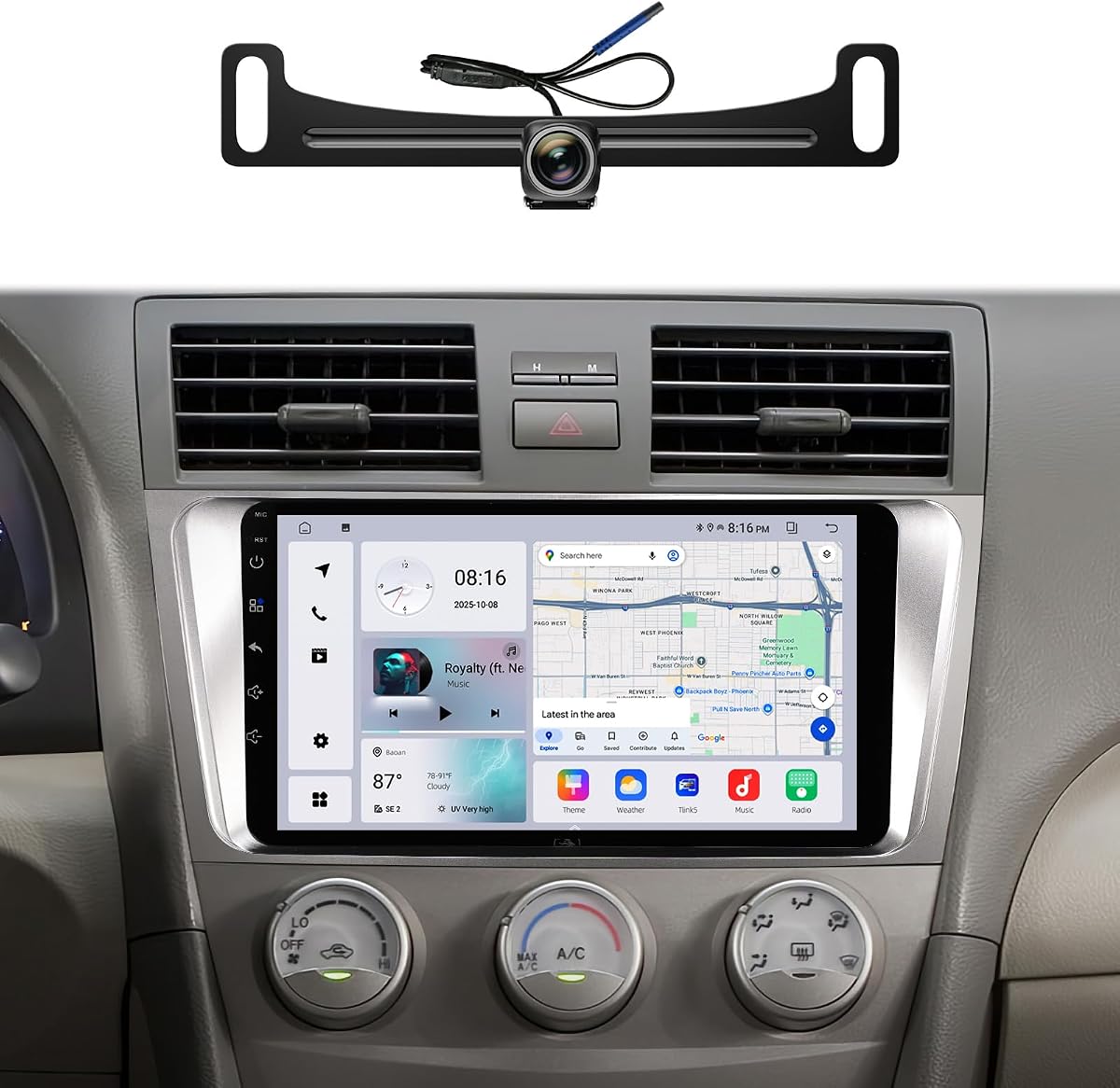 9" Car Stereo Radio Upgrade for Toyota Camry 07-11 (Non-JBL ONLY) | Wireless CarPlay Android auto Mirroring, 4G+64G, Android 13,BT 5.4,GPS, 5GWIF,FM/AM Tuners, Steering Wheel Control Retention