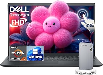 Inspiron 15 3535 Touchscreen Laptop, AMD Ryzen 7 7730U (8-Core, Beats i7-1355U), 15.6" FHD Touch Display, 64GB RAM | 4TB SSD Laptop Computer, Windows 11 Pro, Copilot AI, Wi-Fi, Webcam