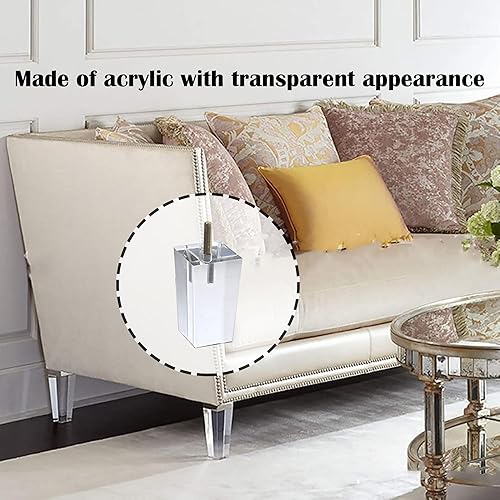 Miniatura 6 de Patas acrílicas cuadradas de 5 pulgadas, gran y resistente reemplazo para sofás, sillas y mesas, juego de 4.