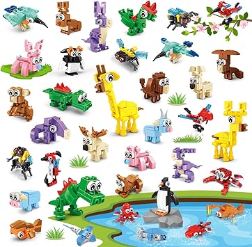 INSOON 30 Packs Animal Party Favors for Kids, 810 PCS Mini Animal Building Block Toy Set for Goodie Bag Fillers Classroom Prizes Easter Birthday Childrens Day for Boys Girls Student Ages 6+ | 810PCS Mini Animal Building Toy Set for Goodie Bag Fillers Classroom Prizes Halloween Birthday Gift for Boys Girls