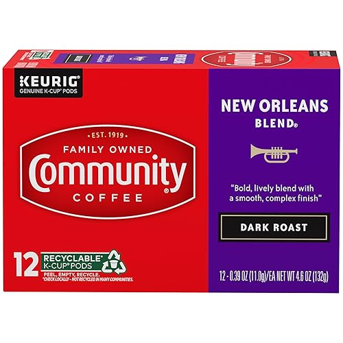 Community Coffee - Cápsulas de café sabor New Orleans Blend (mezcla Nueva Orleans), tostado oscuro especial, compatible con cafeteras Keurig 2.0