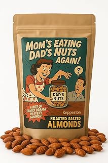 Mom's Eating Dad's Nut's Again Kepperton Roasted Almonds - Gourmet Funny Snack Gift for Holidays, Birthdays, White Elephant, Gag & Prank Presents