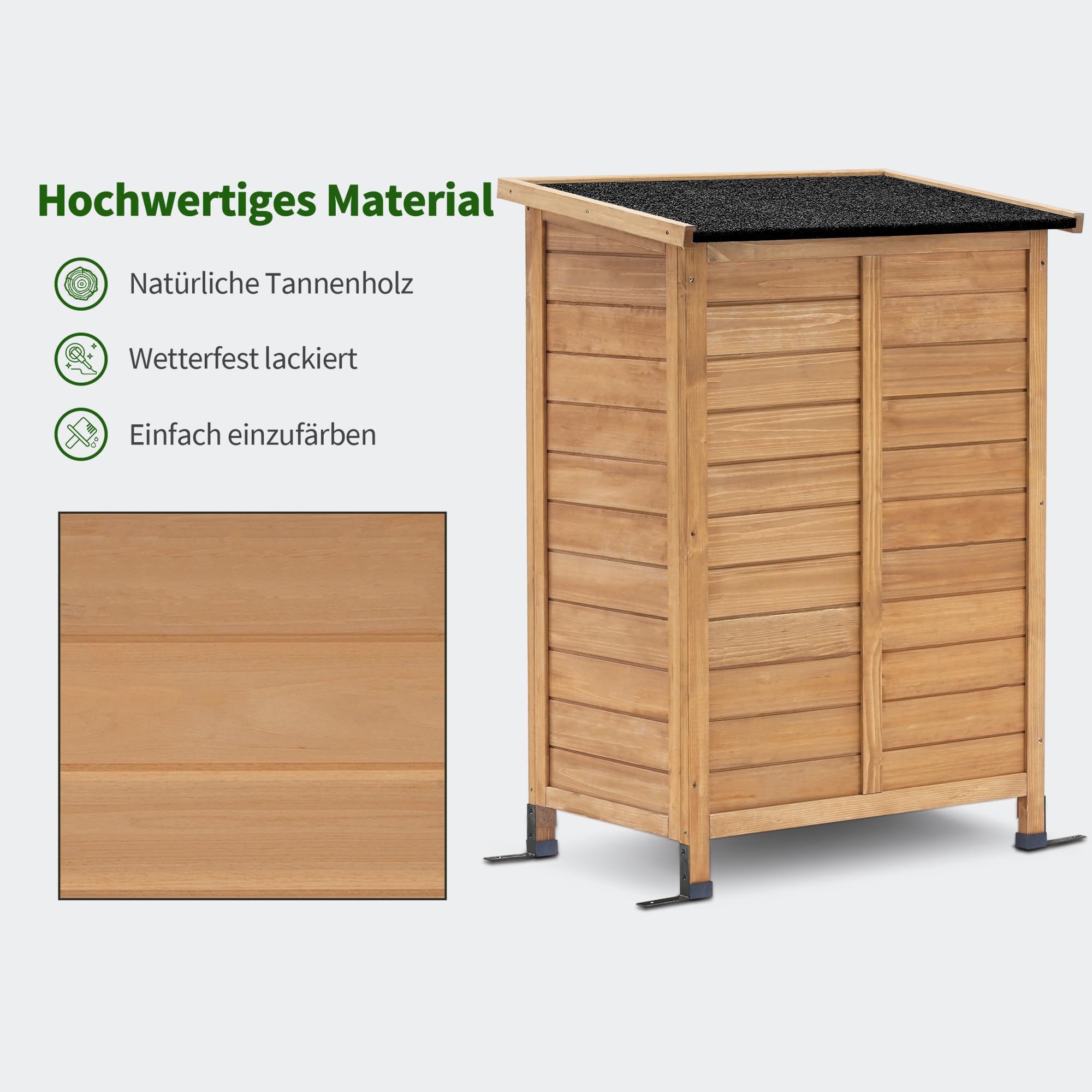 MCombo Gartenschrank Geräteschuppen Outdoor-Schrank Holz Natur 47x63x96 cm