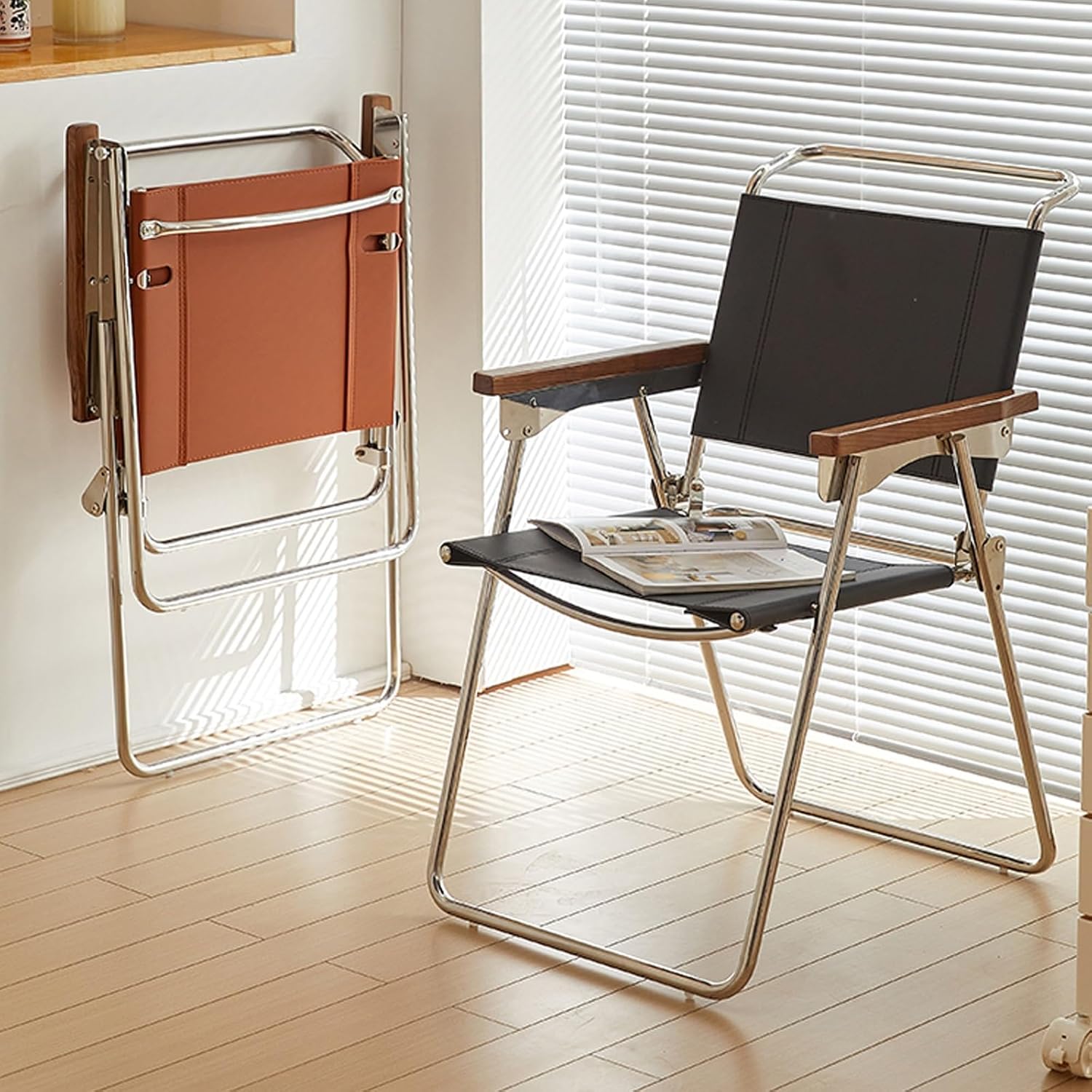 Folding Dining Chairs, Stainless Steel Steel Metal Frame Foldable Chairs Indoor, for Indoor and Outdoor, Portable Stackableout Door Chairs for Bedroom Party(White)