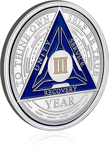 Miniatura 2 de Moneda de sobriedad de 3 años  Chip de sobriedad triplate  AA Chips regalos de sobriedad para hombres y mujeres, regalos de alcohólicos anónimos