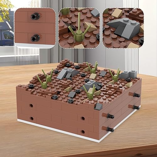 Miniatura 5 de WW2 Battlefield Ground - Juego de bloques de construcción militares (143 piezas). Diversión de bloques de construcción WW2 para niños y aficionados