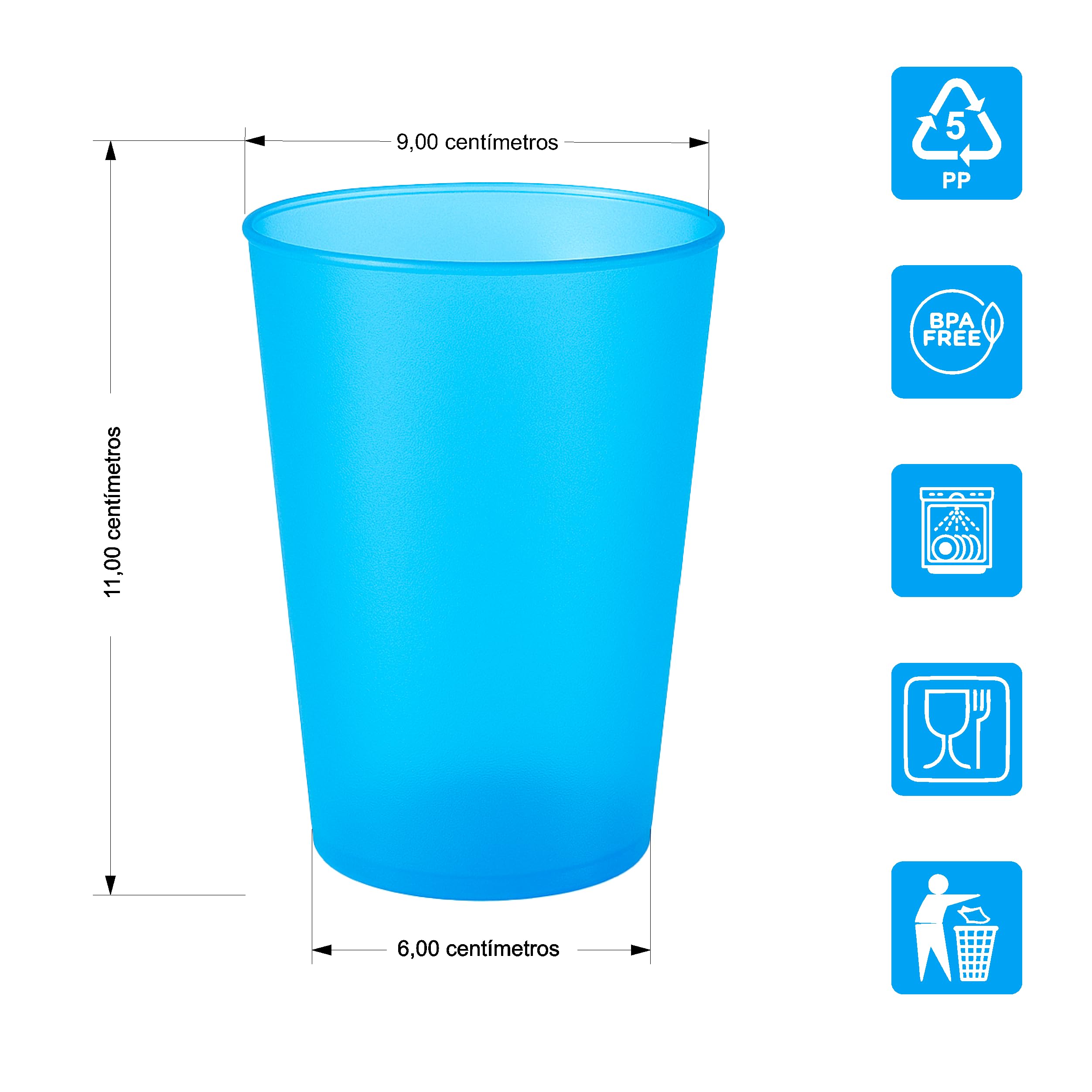 Vasos Plástico Duro 500 ml - 50, 100 ó 450 Vasos - Reutilizables de Polipropileno Eco Sin BPA – Multicolor para Fiestas, Camping y Oficina – Ideales para Sidra, Cubatas, Cerveza (450, Transparente)