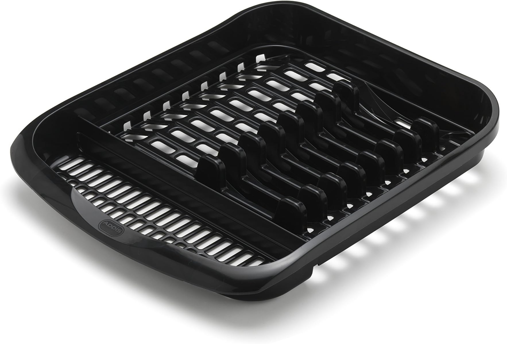 Addis 516468 Plate Dish Draining Rack, Soft Black, 33 x 39.5 x 6 cm