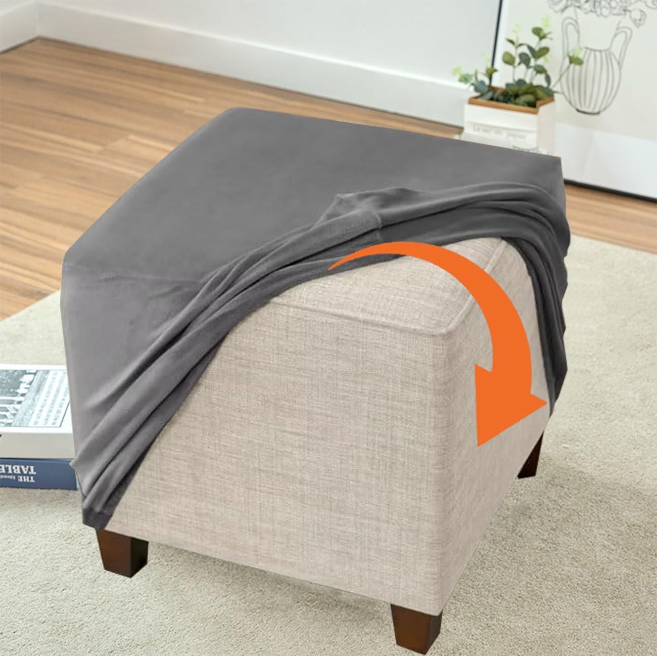 Miecoae Copri Pouf Elasticizzato 100x100 Cm - Fodera Lavabile Per Poggiapiedi