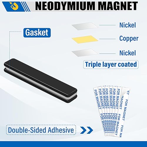 Miniatura 3 de LOVIMAG - Barras de imanes de tierras raras, imanes de neodimio negros resistentes al agua con revestimiento de epoxi y adhesivo de doble cara