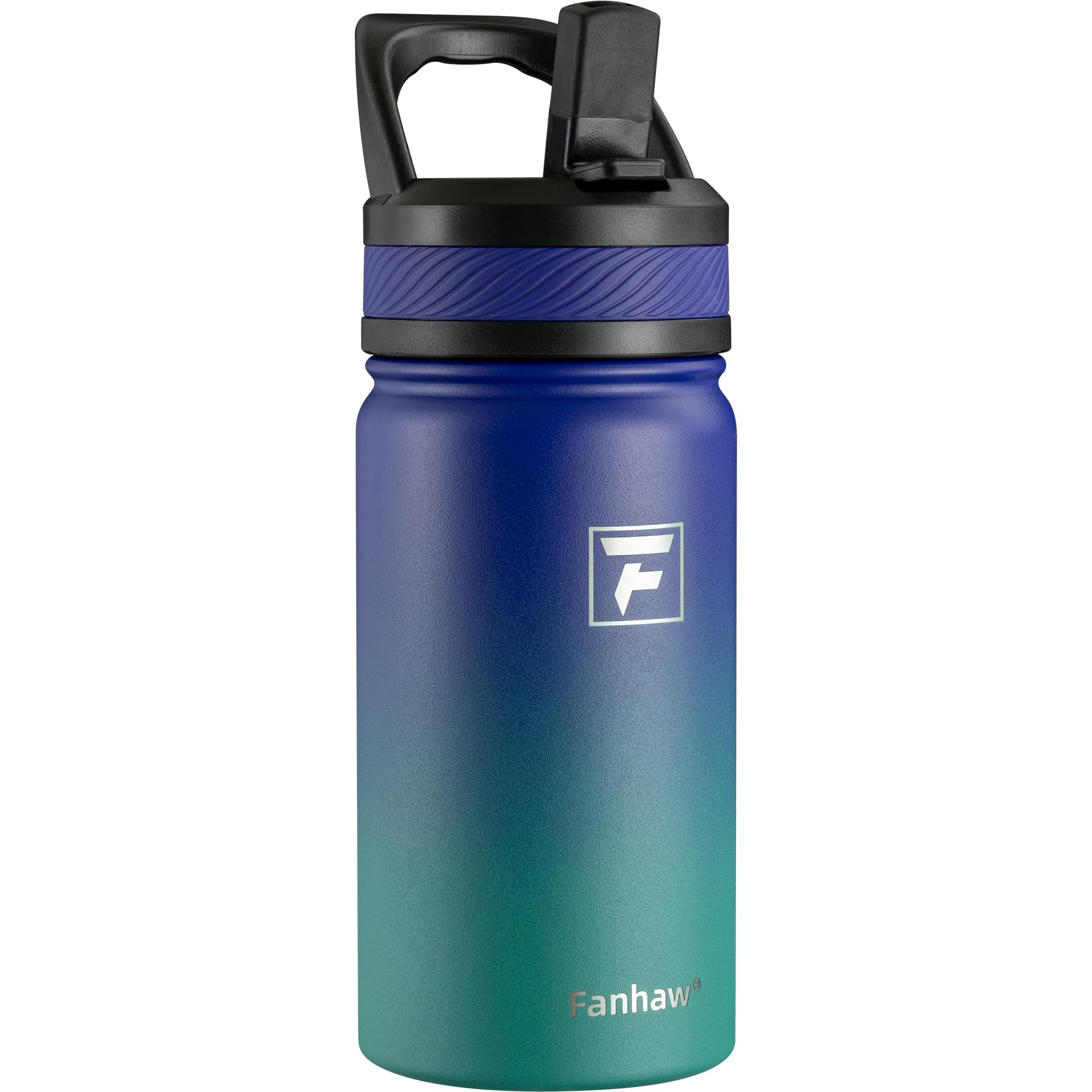 Fanhaw 420ml/14oz Kids Insulated Water Bottle with Straw Lid – Stainless Steel Double Wall Vacuum, Leak-Proof, BPA-Free Water Bottles for School Boys & Girls(Purple Green)