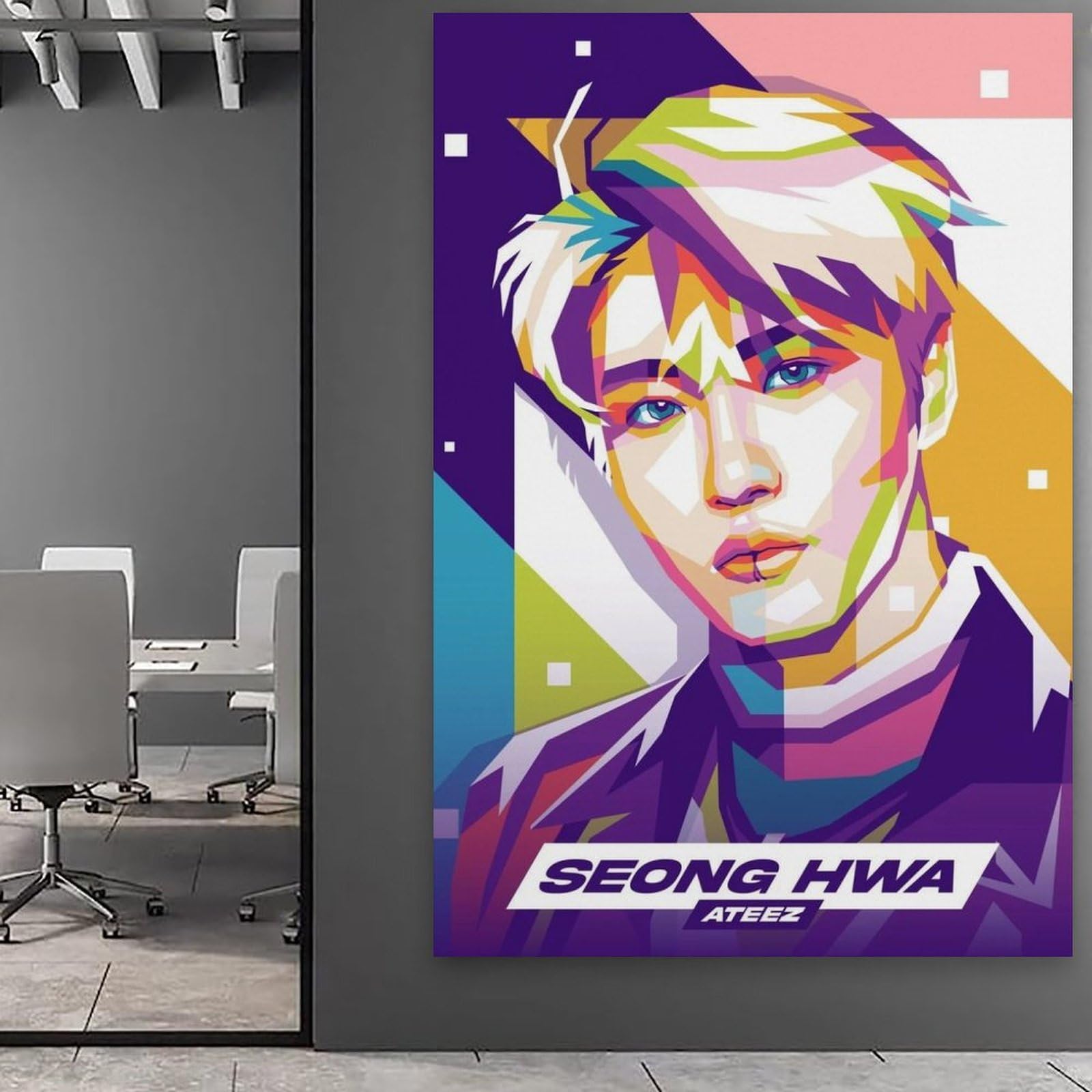 Poster Sur Toile ATEEZ SEONGHWA - Impression 30x45 Cm, Cadre En Pin - Décoration Murale Moderne Pour Chambre Ou Salon