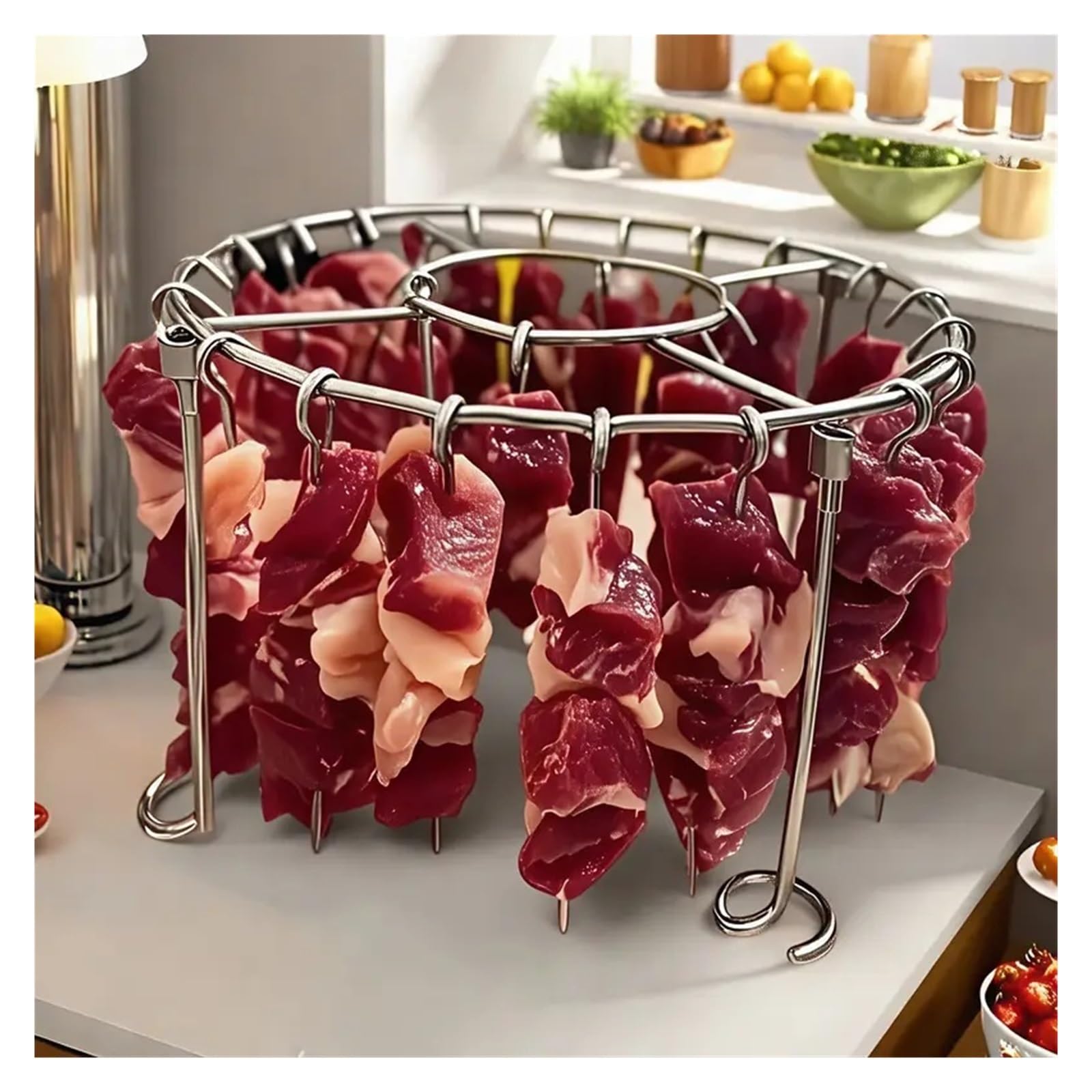 Genérico Rejilla for brochetas de freidora de Aire for Cocina | Acero inoxidable, colgante, simple, duradero, uso doméstico.