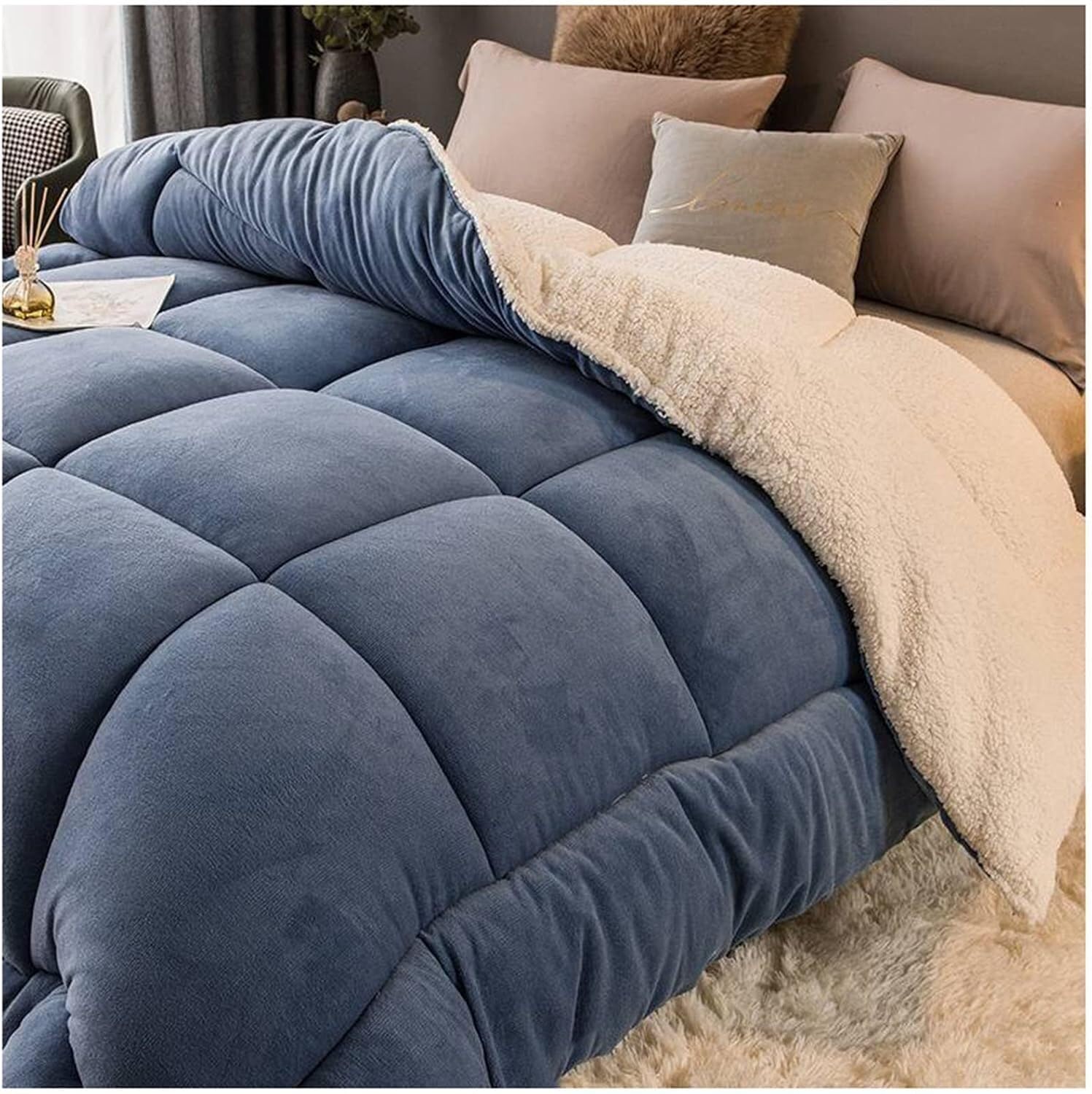 Manta de invierno gruesa de 150x200 cm con relleno de cachemira de cordero de 3 kg de peso